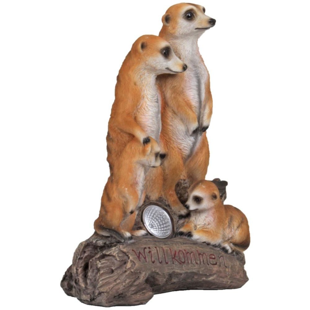 Garden Pleasure Dekofigur Erdmännchen-Familie mit Solar-Leuchte Polyresin (1 St)