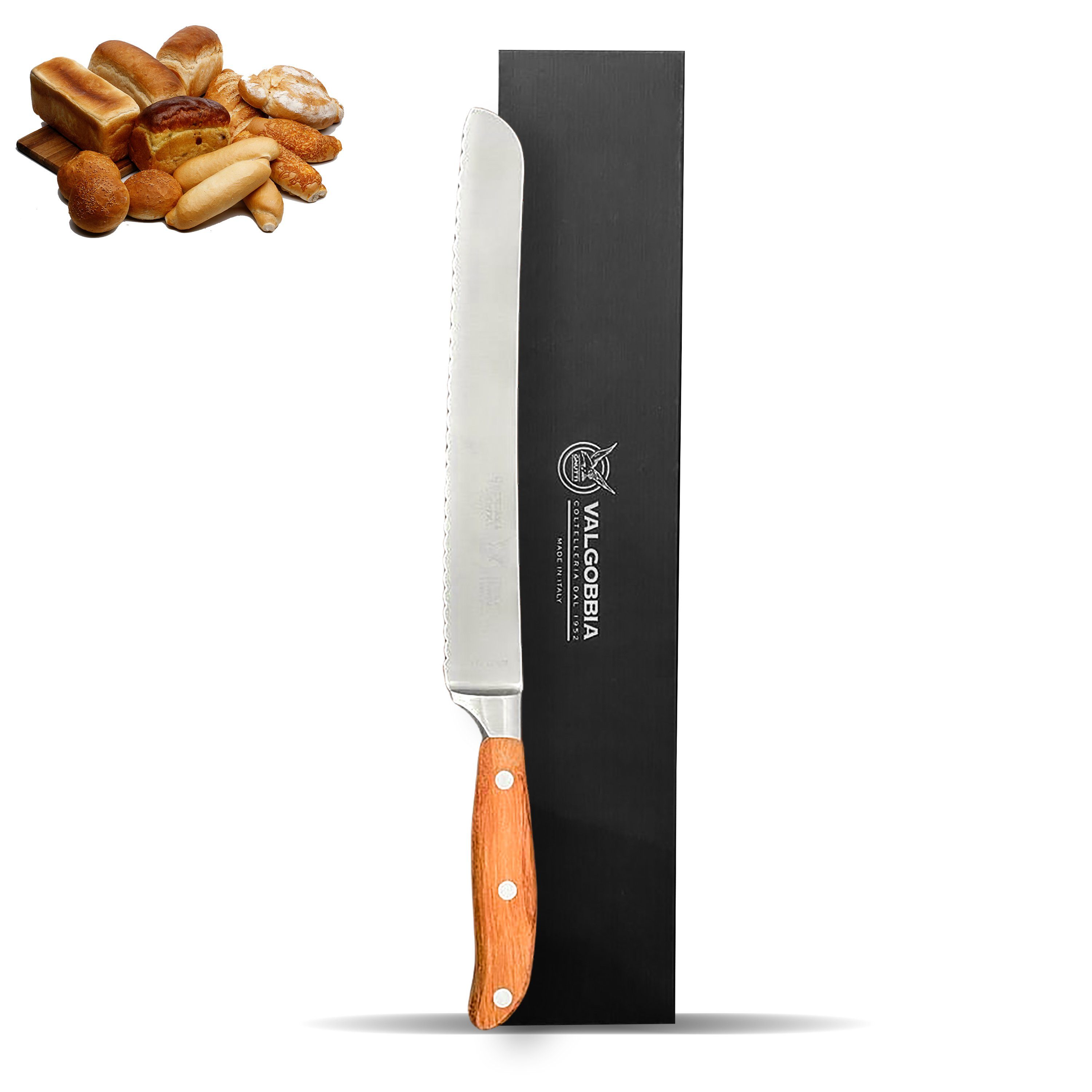 VALGOBBIA Brotmesser »aus Italienischer Messerschmiede«, Speziallegierung,  Wellenschliff, Mahagoniholz-Griff, Geschenkbox online kaufen | OTTO