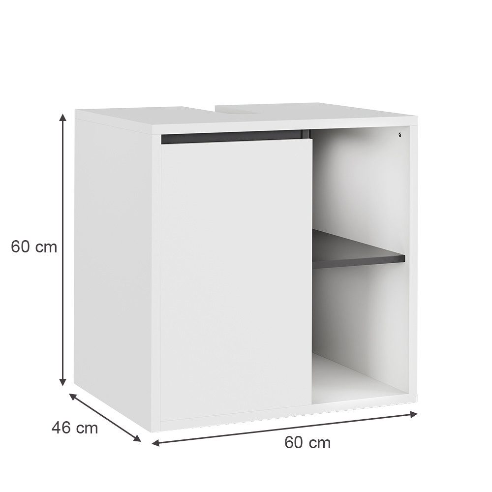 Vicco Waschbeckenunterschrank Viola, Weiß/Grau, 60 x günstig online kaufen