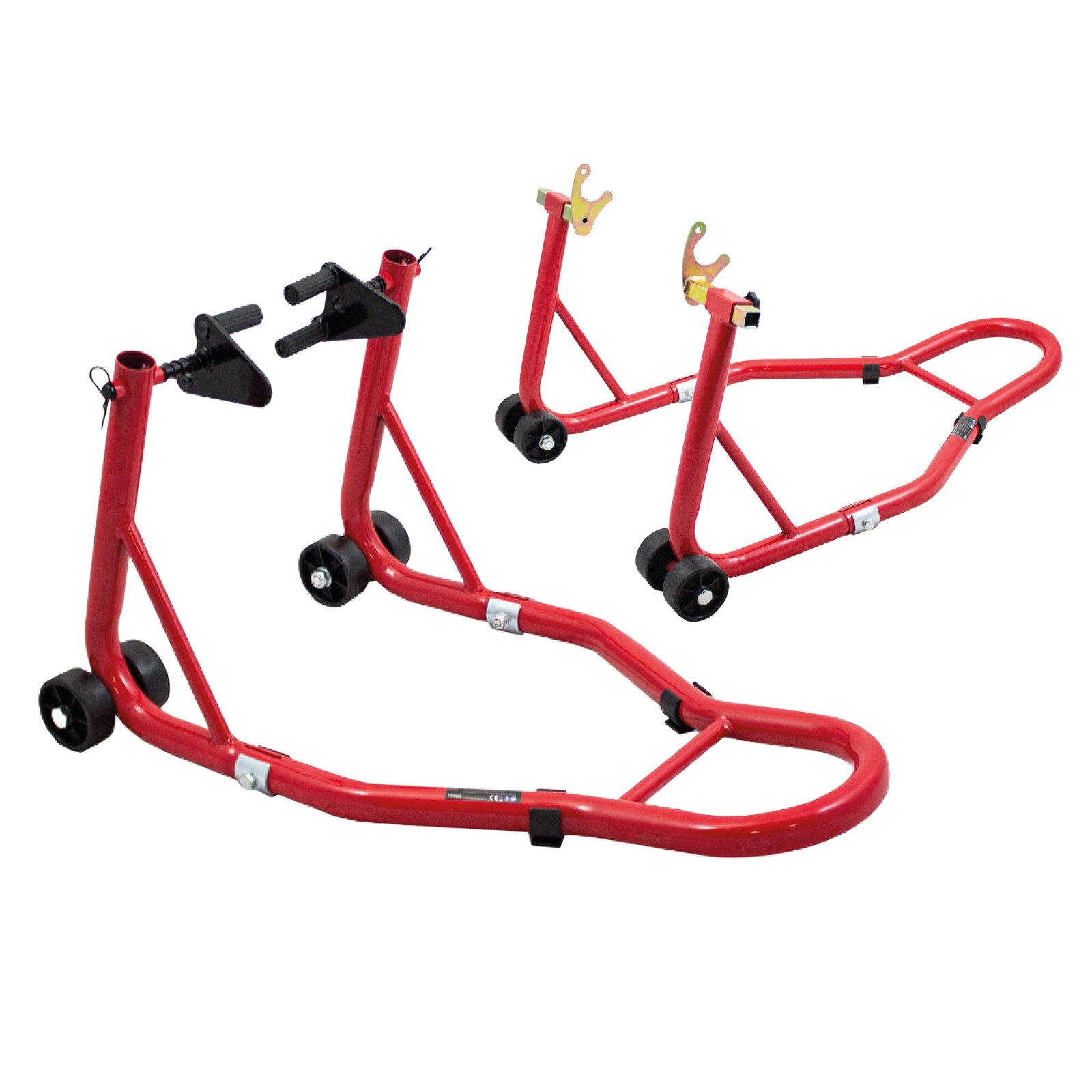 Bituxx Motorradheber Motorrad Montageständer Set Vorn+Hinten Rot, Set, MS-18972