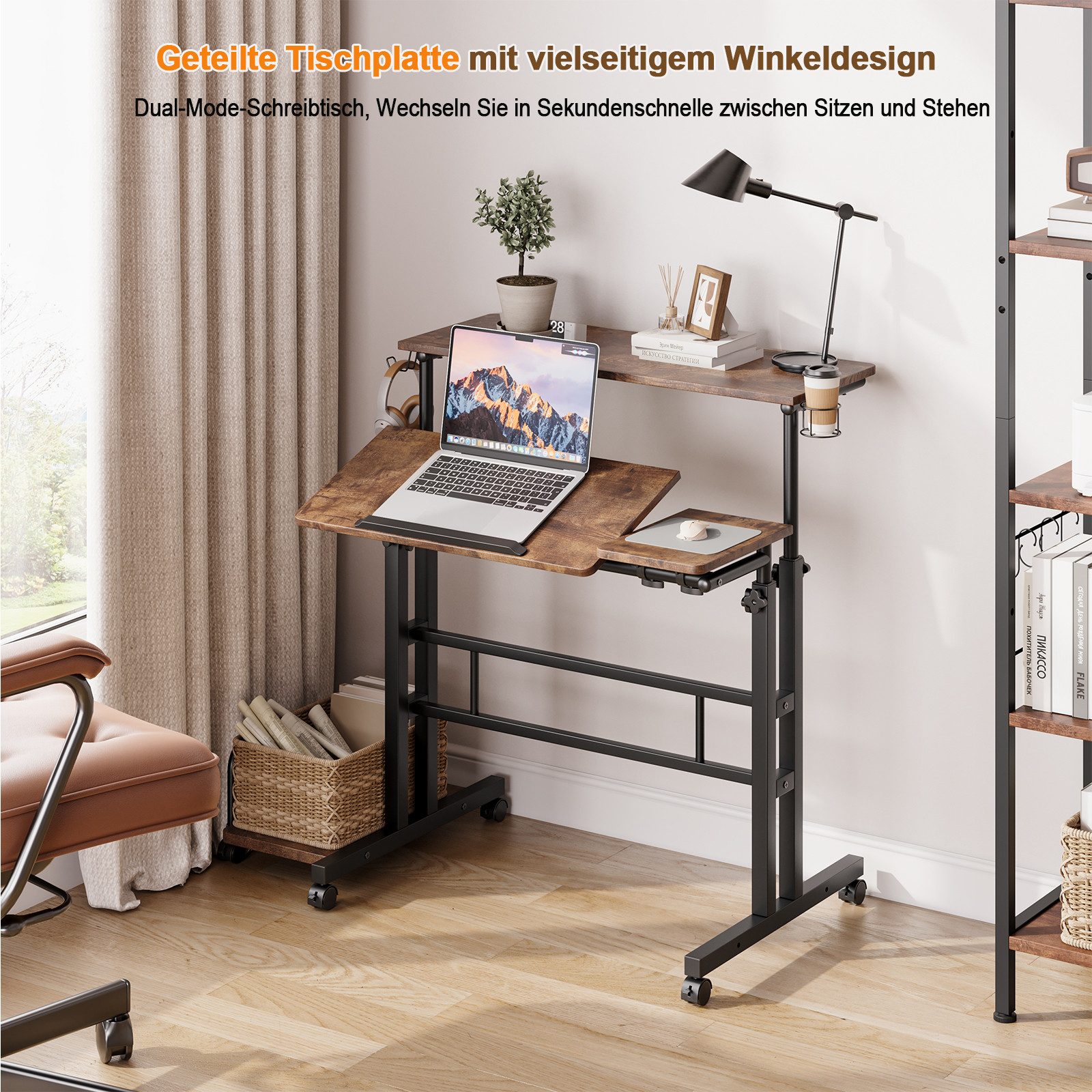 YOLEO Computertisch Höhenverstellbarer Stehpult mit Rollen günstig online kaufen