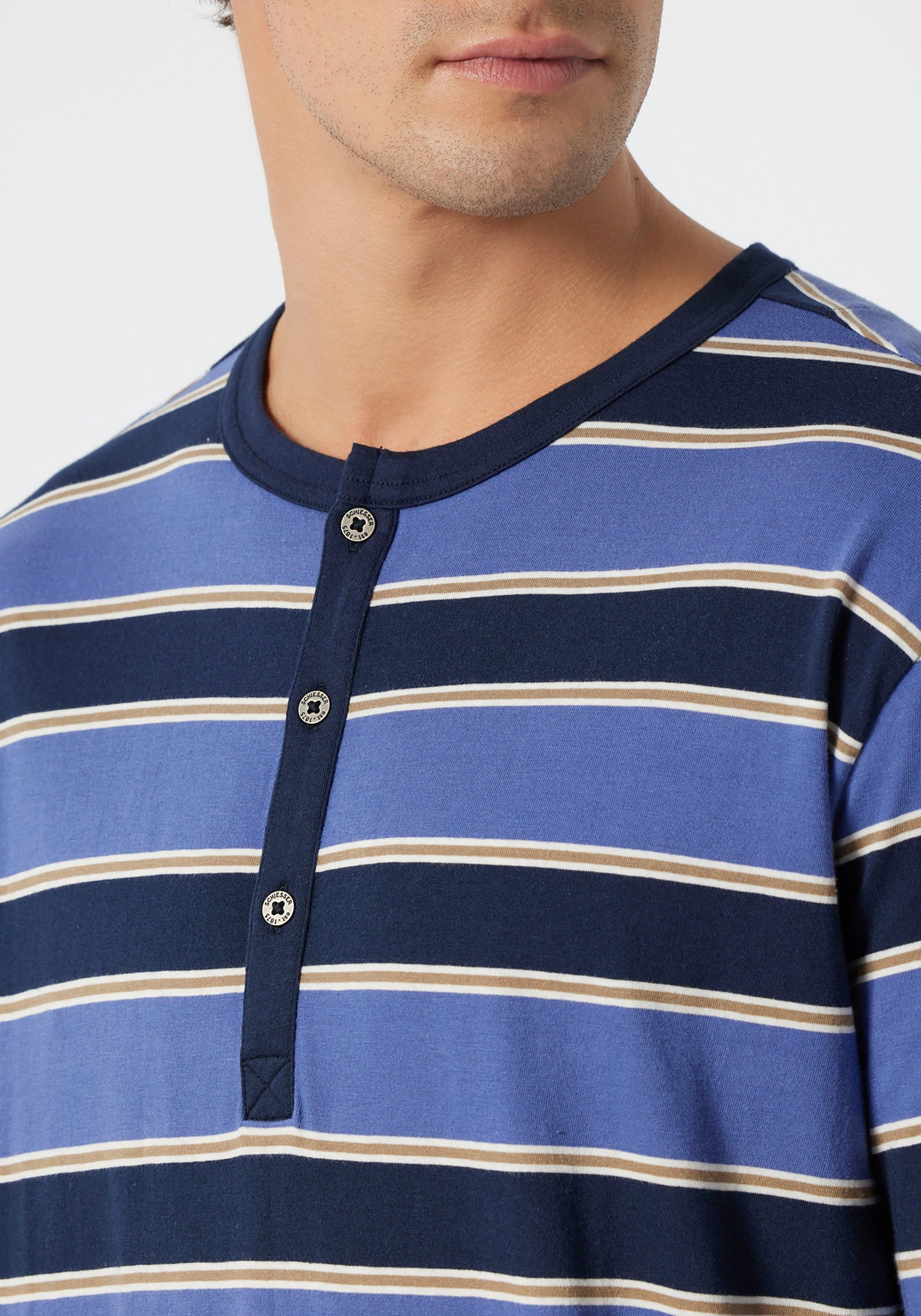 Schiesser Nachthemd mit modischen Streifen jeansblau