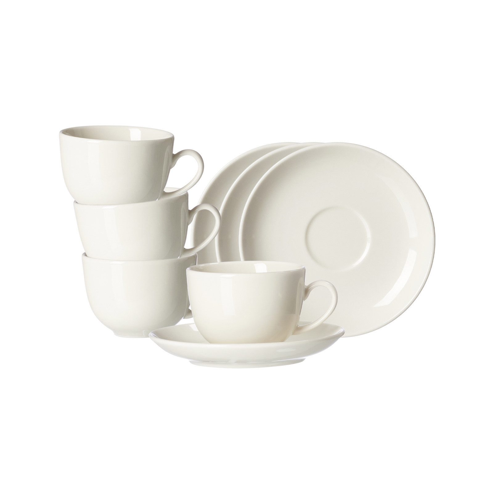 Ritzenhoff & Breker Tasse Casablanca Kaffeetassen mit Untertassen 200 ml, 8-tlg., Porzellan
