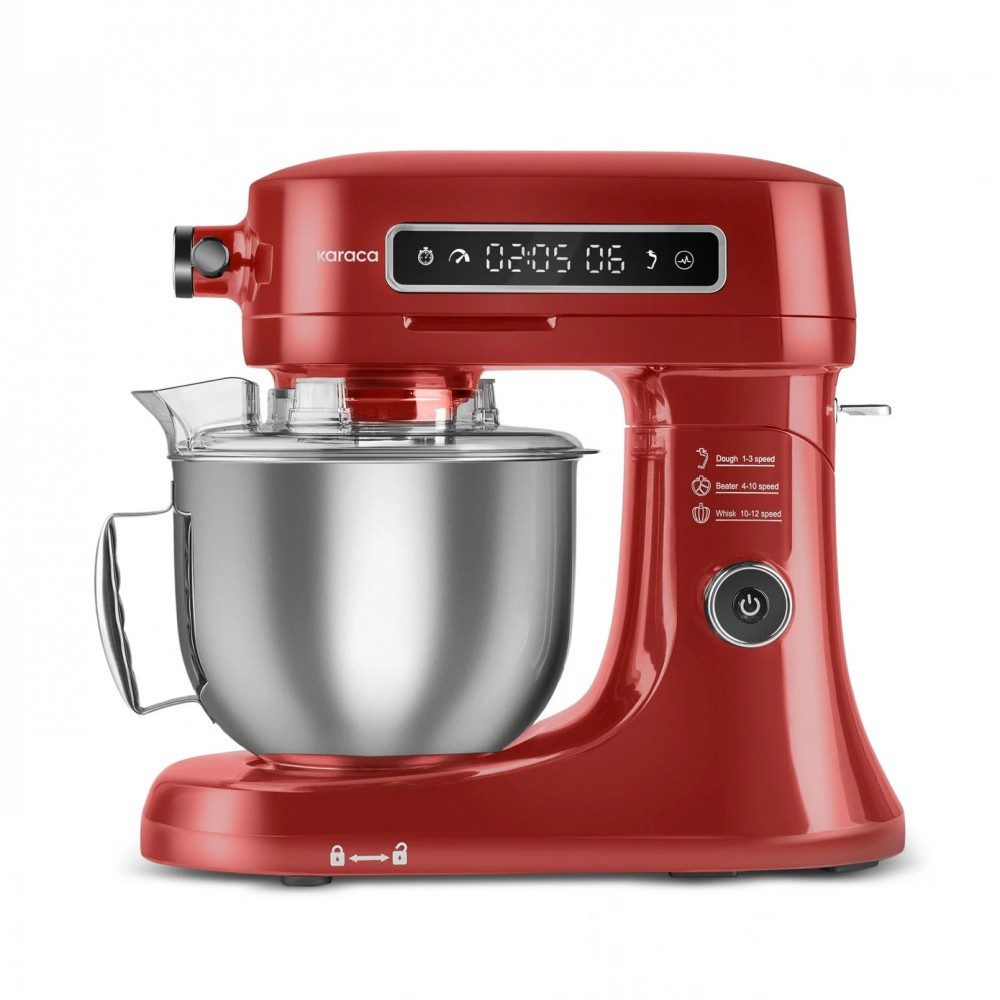 Karaca Küchenmaschine, Pro Artisan Küchenmaschine Digitalanzeige 1600W Gusseisen, Rot