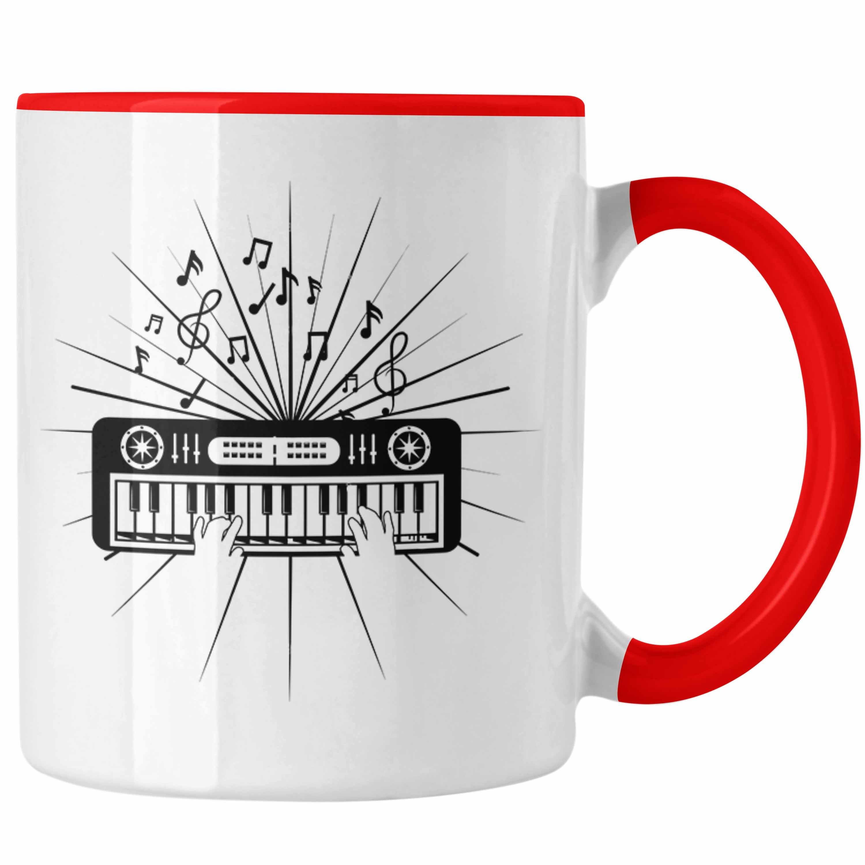 Trendation Tasse Keyboard Spieler Tasse Geschenk für Keyboarder Musiker Band Geschenkid Rot