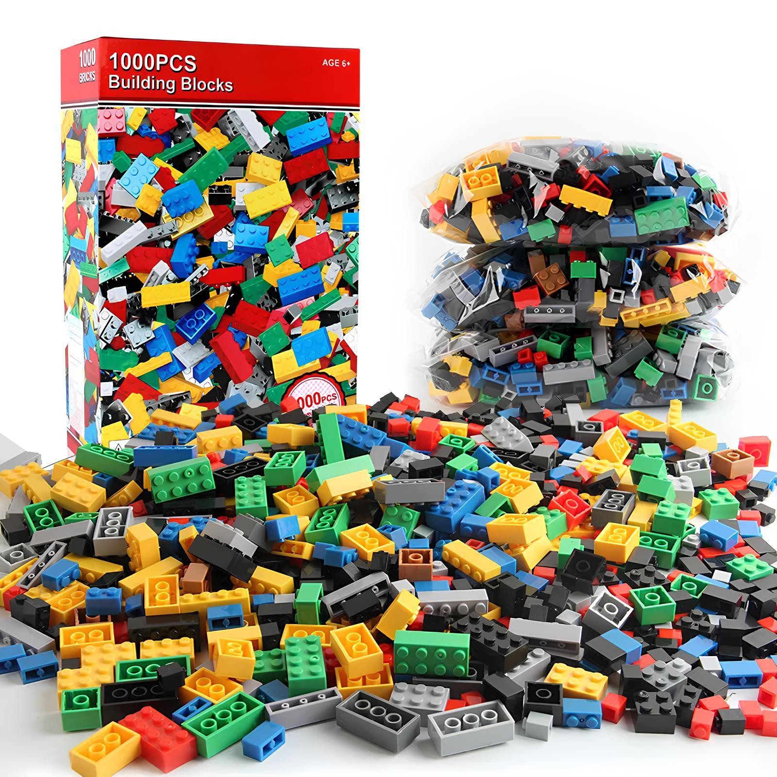 1.000 Stück Bausteine Set Klemmbausteine kompatibel mit Lego Spielbausteine