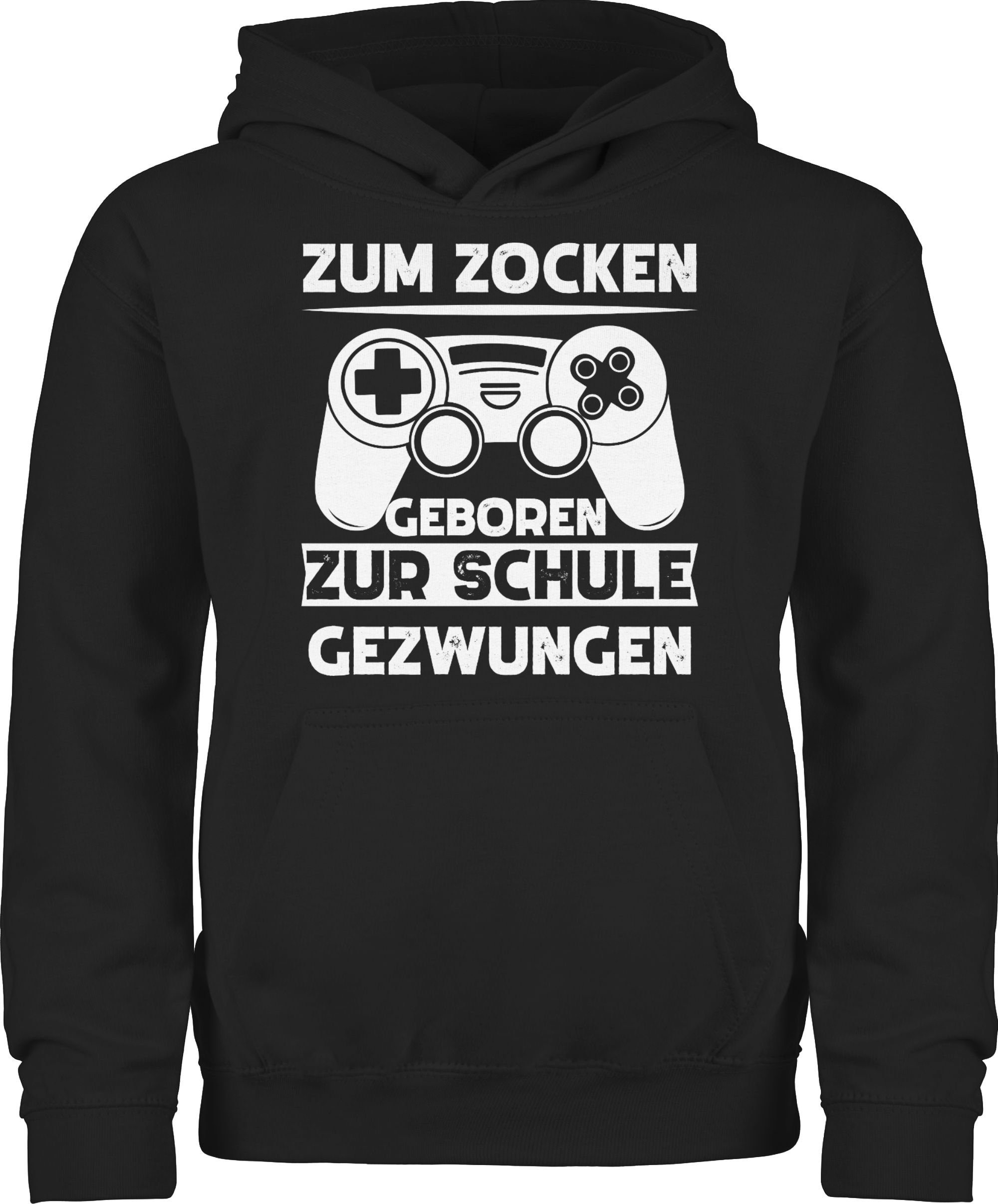 Hoodie Zum zocken geboren Schule gezwungen