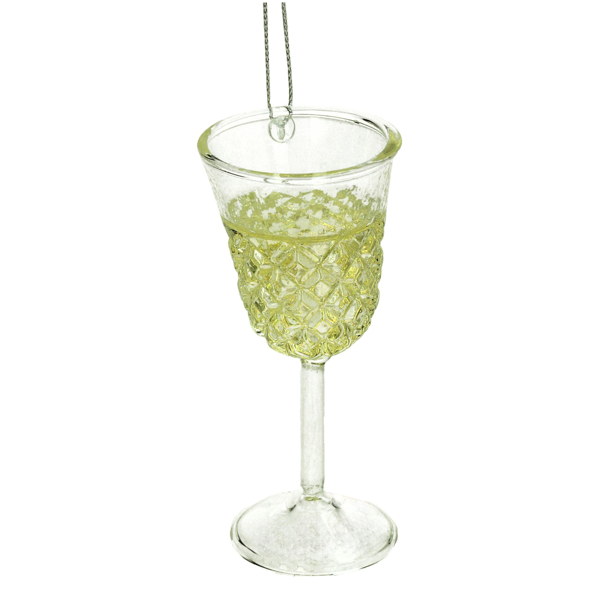 HD Collection Christbaumschmuck, Christbaumschmuck Glas 11cm Weinglas Figur Gelb