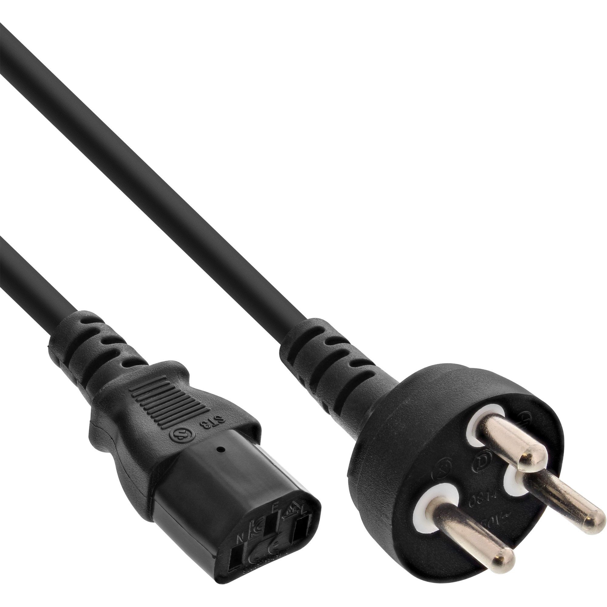InLine® Netzkabel, Netzstecker Dänemark auf Kaltgerätestecker C13, 5m Stromkabel