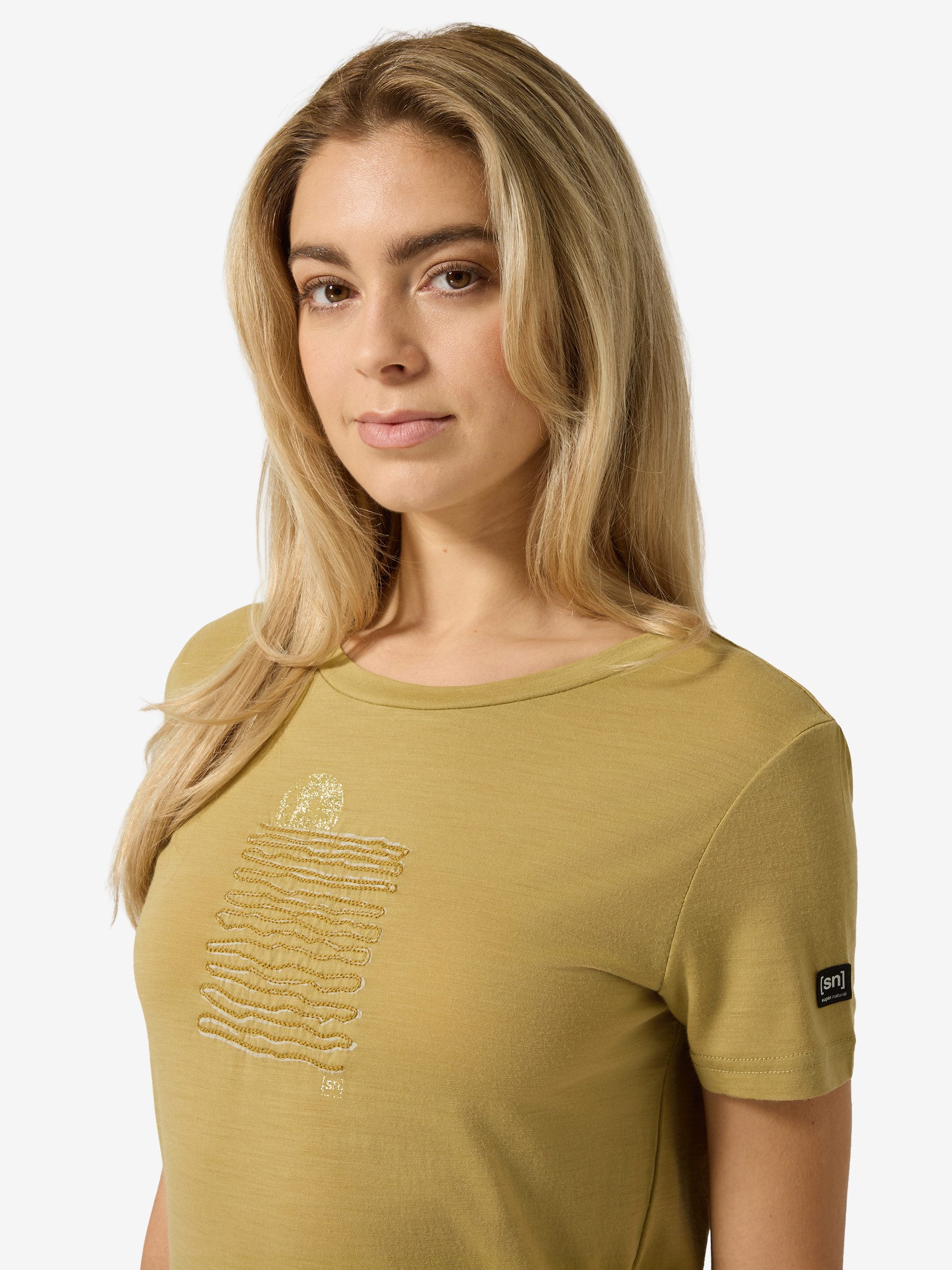 SUPER.NATURAL T-Shirt für Damen,Merino W SEA LINE TEE mit Sommer-Motiv, atmungsaktiv