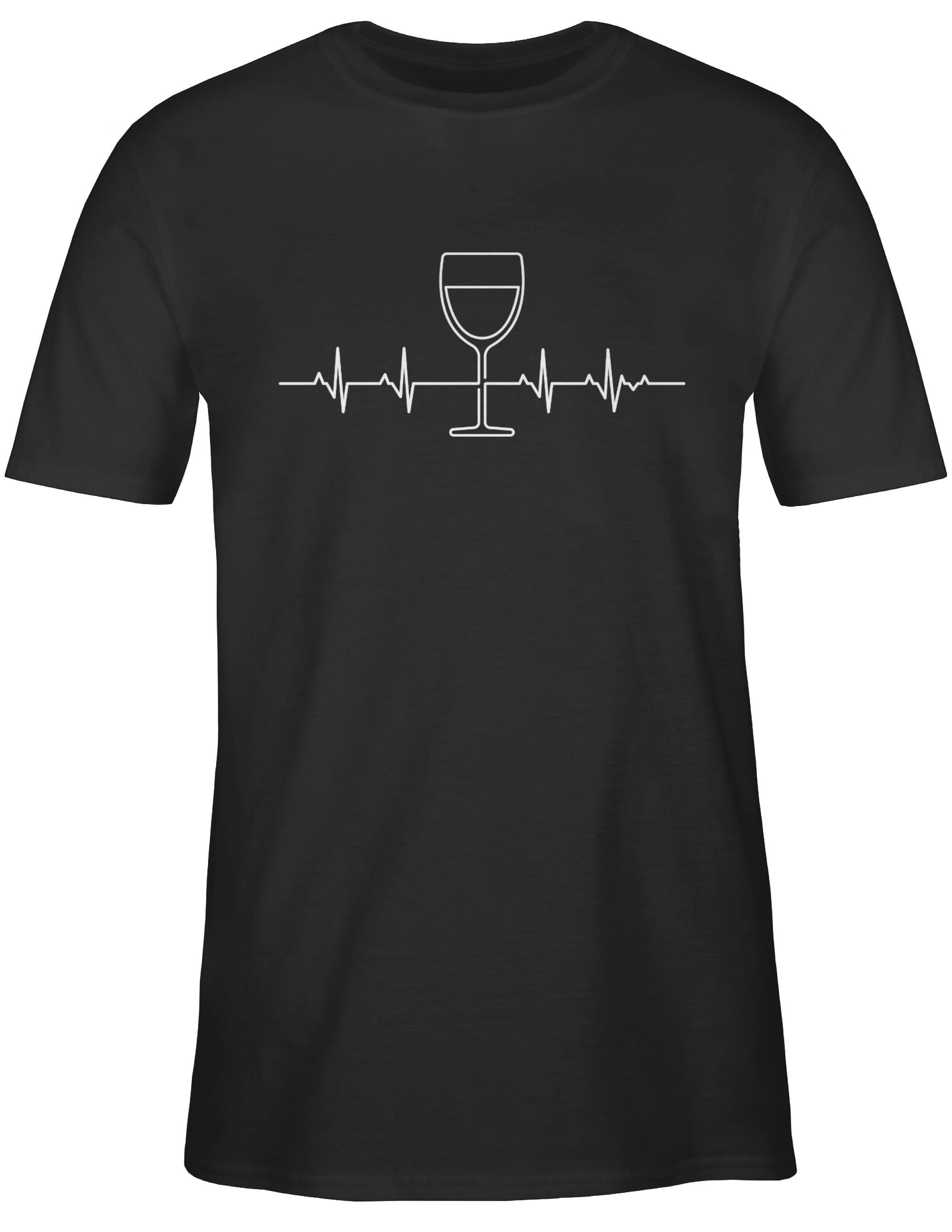 Herzschlag Zeichen Weinliebhaber Wein Vino und 02 Shirtracer Symbol Schwarz T-Shirt Outfit