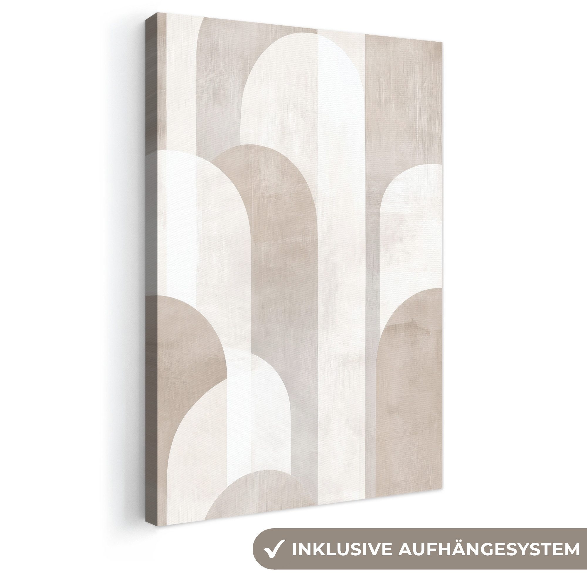 OneMillionCanvasses® Leinwandbild Abstrakte Bögen - Modern - Beige, Fotodruck (1 St), Leinwand Canvas Wandbild, Wanddekoration 20x30 cm