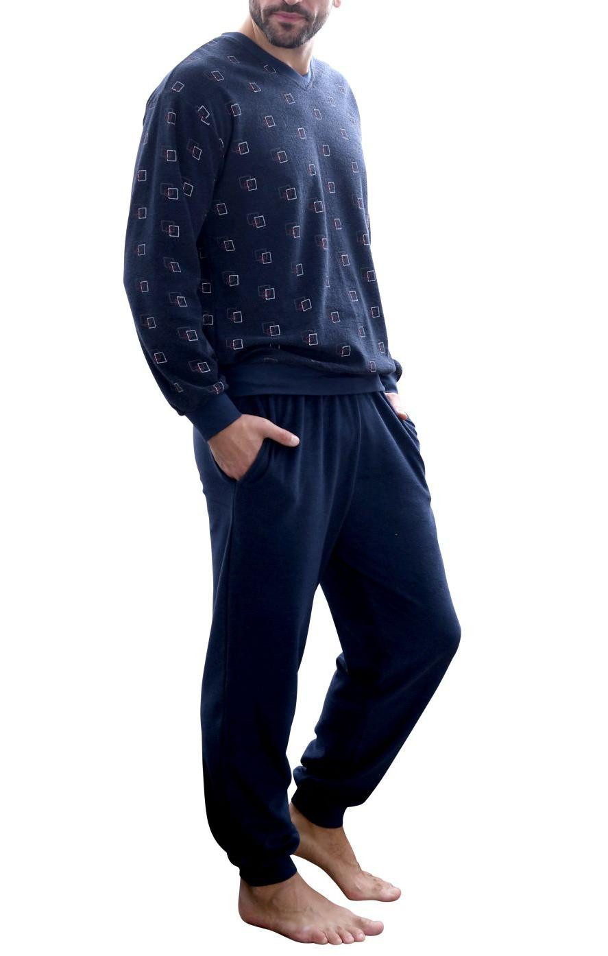 Pyjama Herren Frottee Pyjama lang mit Bündchen - auch in Übergrößen