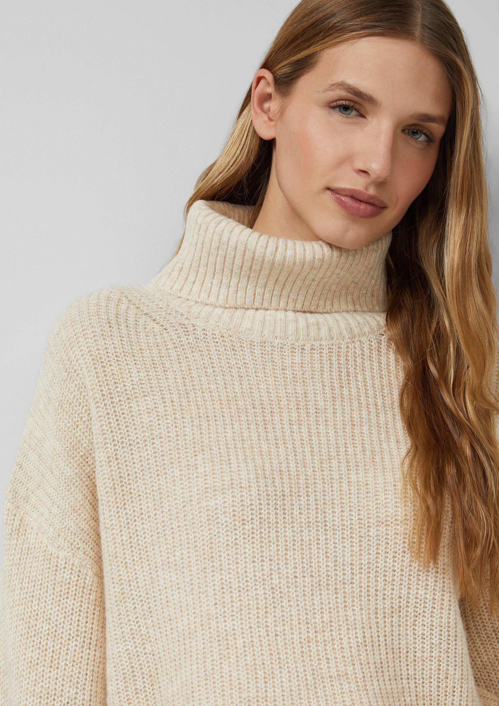 s.Oliver Longpullover Strickpullover Oversize-Strickpullover mit weiten Ärmeln und Rollkragen