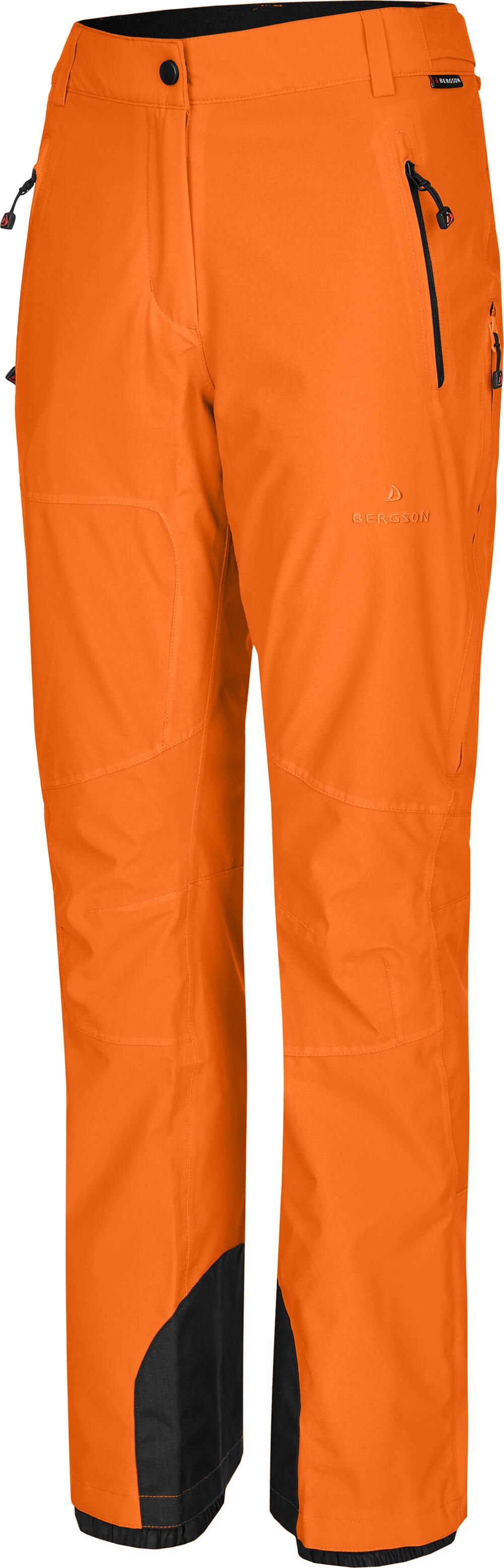 Bergson Skihose ICE light Damen orange mm unwattiert, Wassersäule, 20000 Normalgrößen, Slim Skihose