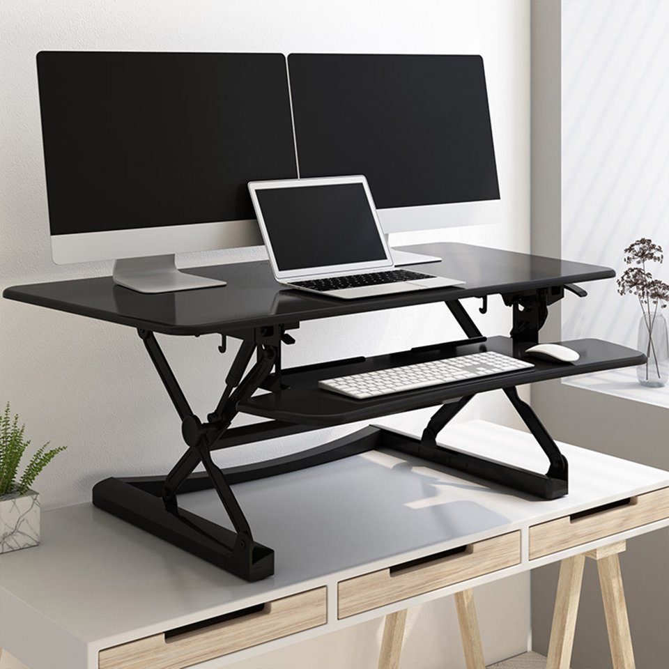 FLEXISPOT Computertisch M3B, Flexispot Sitz Steh Schreibtisch Stehpult Höhenverstellbarer Schreibtisch Schreibtischaufsatz (Breite: 119 cm, Farbe: Schwarz) | Schreibtische