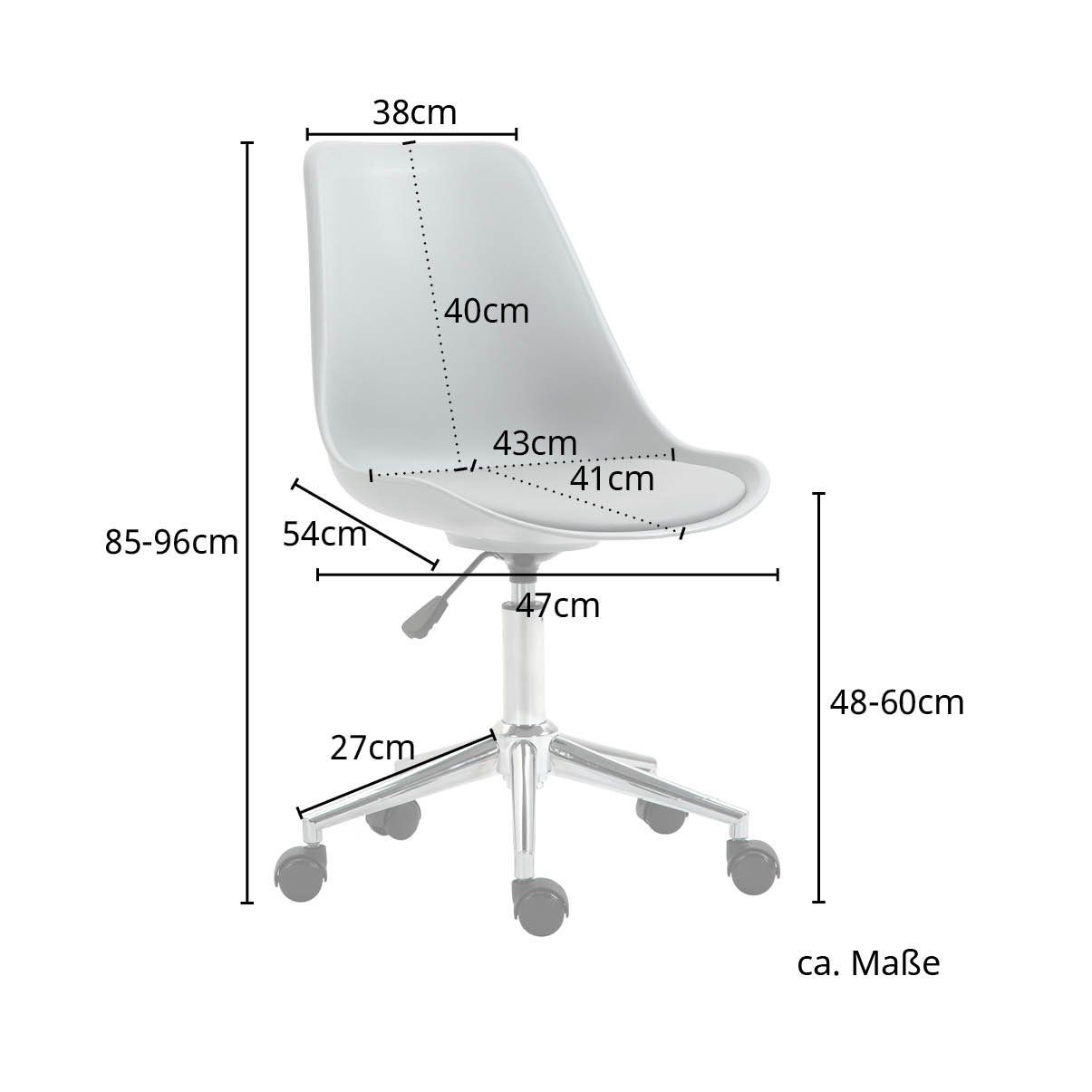 weiß Sitzkomfort, | (Paket, 1 SVITA bodenschonende weiß stufenlos St), hoher höhenverstellbar, Rollen EDDY Schreibtischstuhl