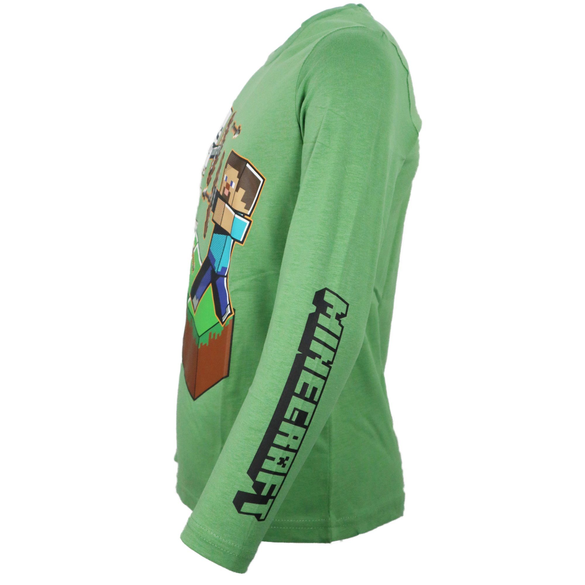 Minecraft Langarmshirt Minecraft Steve Skelett Kinder Jungen Langar Shirt Gr. 116 bis 152 - Baumwolle