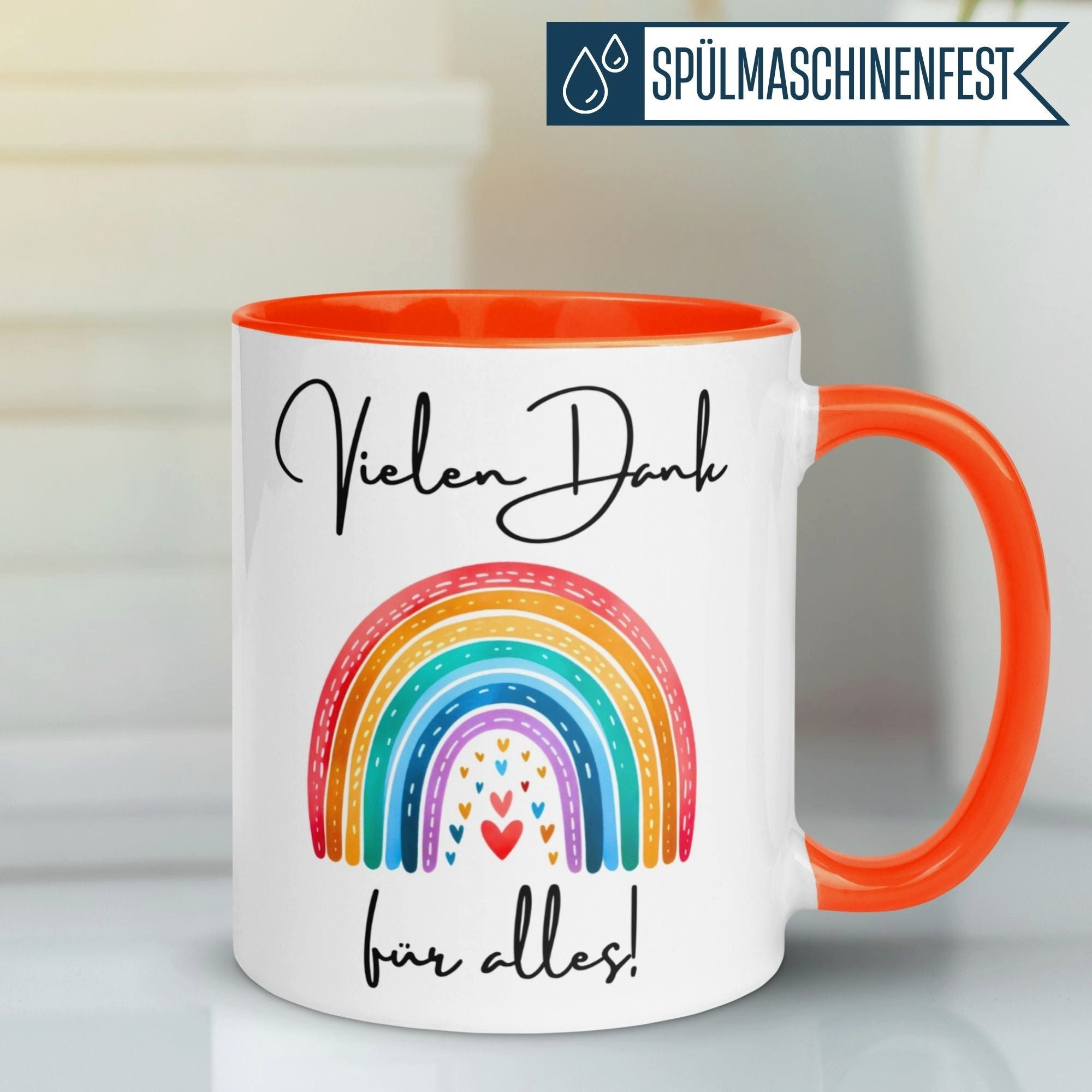 Momentals Tasse Danke – „Vielen Dank für alles“ – Dankeschön Geschenk Kollegin, Gratis Versand · Links-&Rechtshänder · Spülmaschinenfest