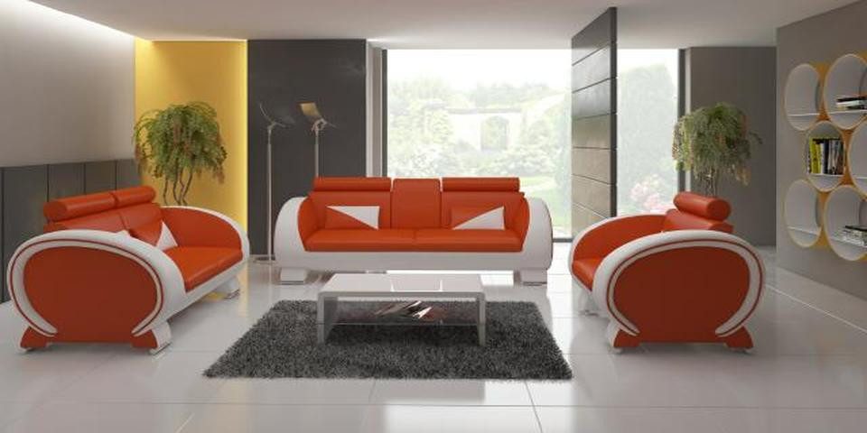 Xlmoebel Polstergarnitur Designersofa aus Leder mit USB-Anschluss, Polstergarnitur 3+1, (Sofagarnitur 3+1 Sitzer "VIGO), Hergestellt in Europa
