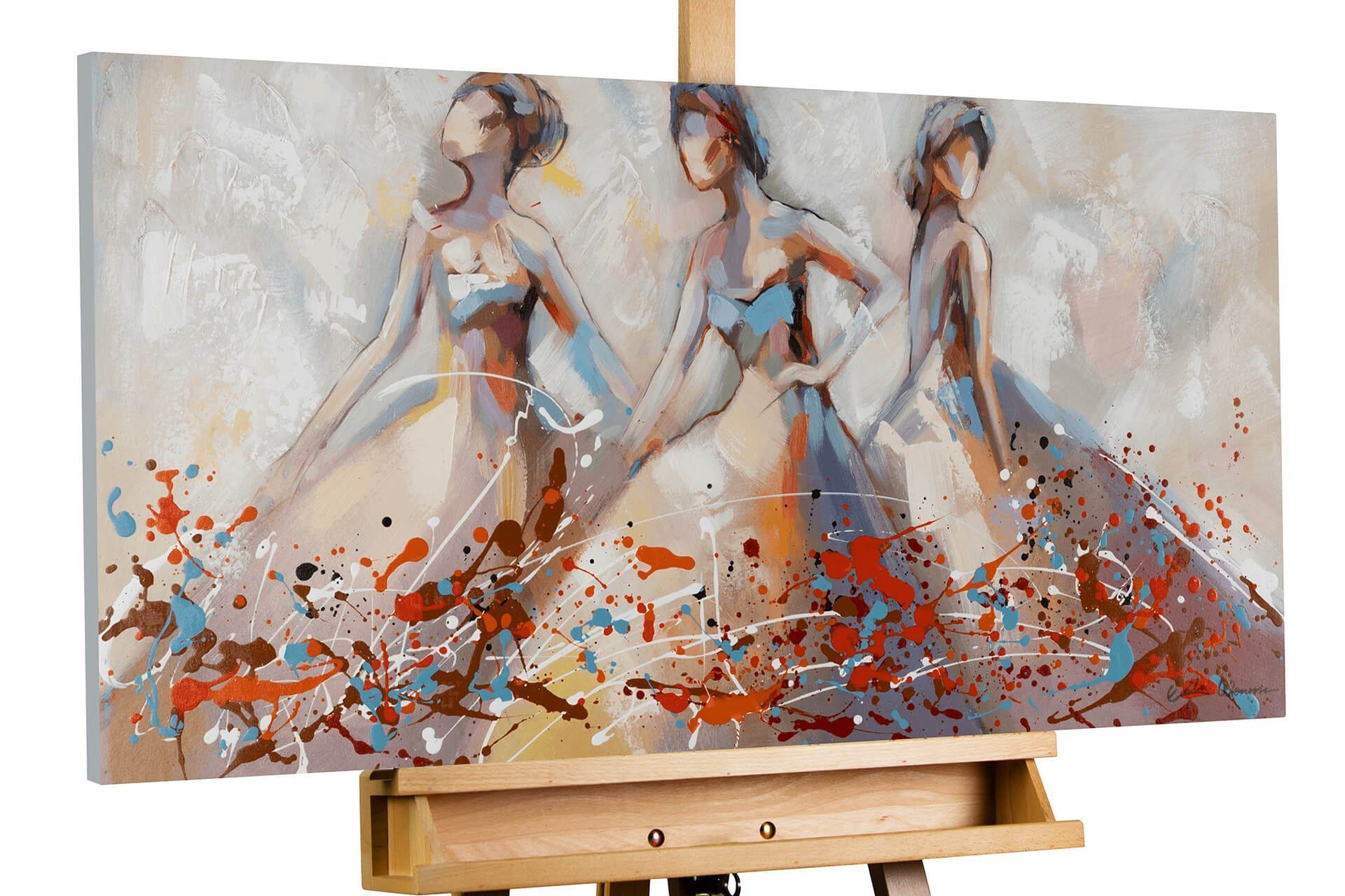 KUNSTLOFT Gemälde Sensuous Dance 100x50 cm, Leinwandbild 100% HANDGEMALT Wandbild Wohnzimmer