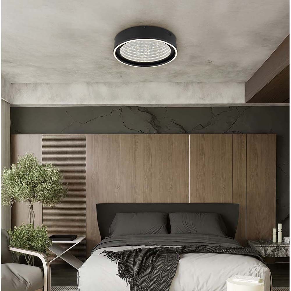 GLOBO LIGHTING LED Deckenleuchte, LED-Leuchtmittel fest verbaut, Kaltweiß, Warmweiß, Neutralweiß, Tageslichtweiß, Deckenleuchte Deckenlampe Wohnzimmerlampe schwarz matt Glas 3D Effekt
