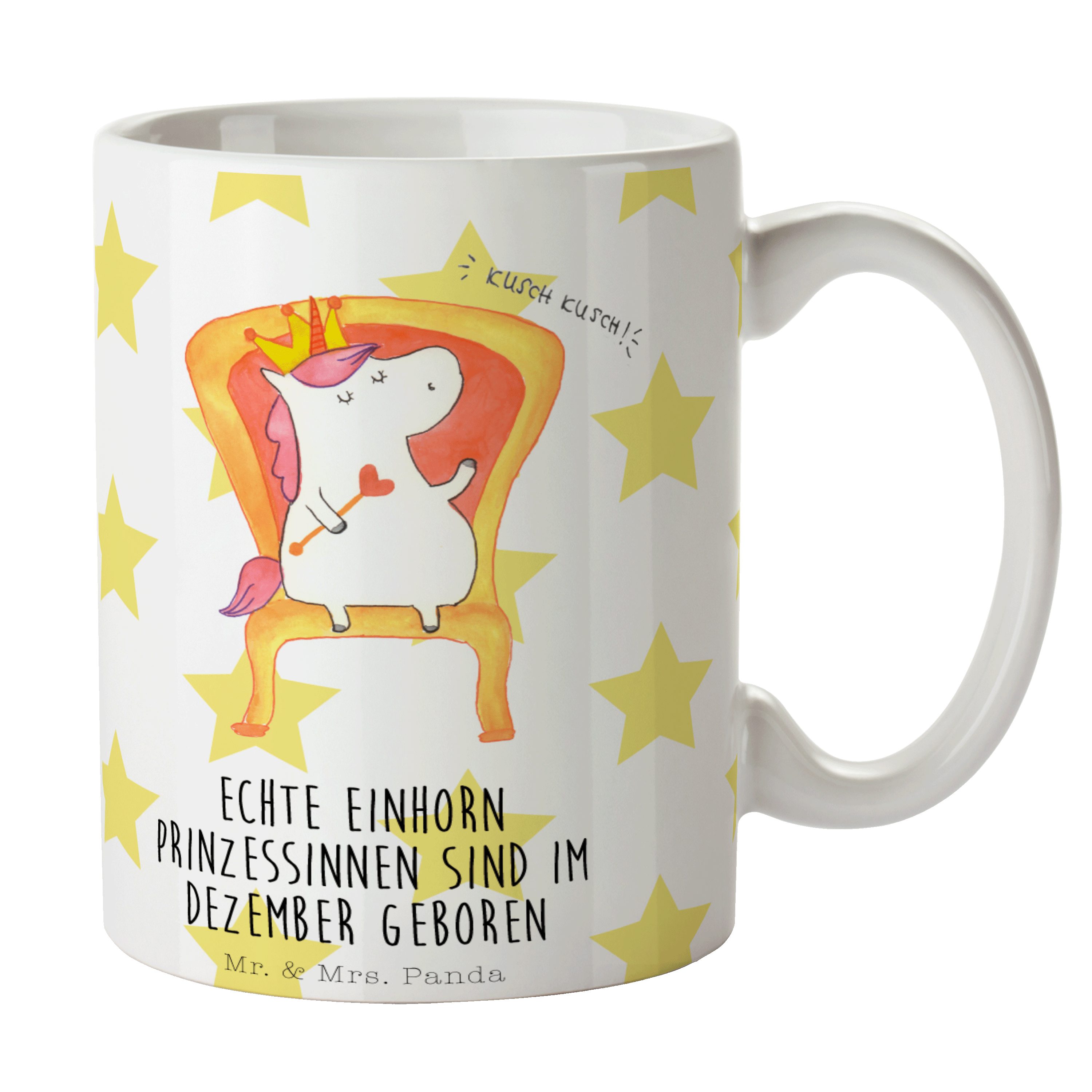 Mr. & Mrs. Panda Tasse Dezember - Weiß - Geschenk, Tasse, Porzellantasse, Prinzessin, Pegasu, Keramik