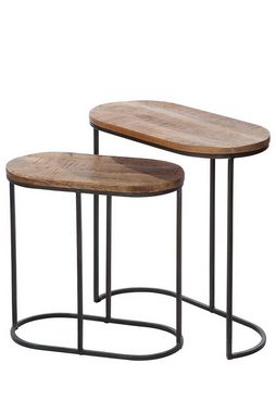 GILDE Couchtisch Holz Tisch Set oval"Camara" Serie 2