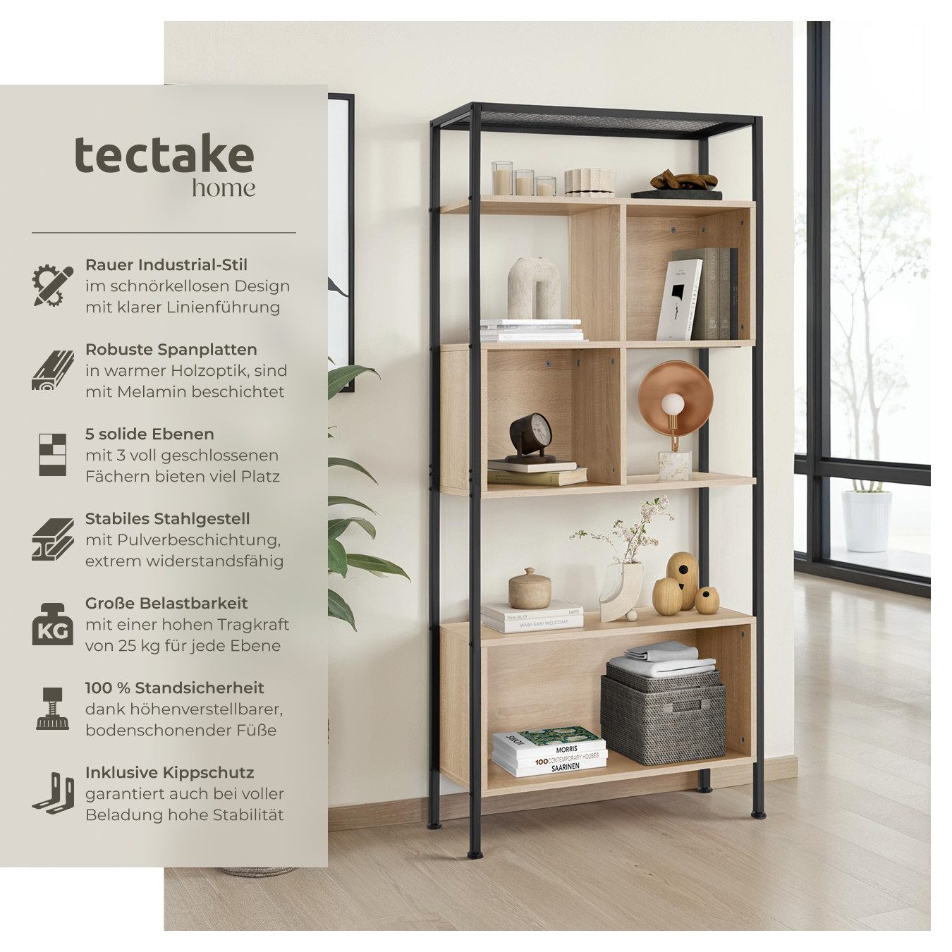 tectake Bücherregal Regal, Set 1-tlg., Industrial günstig online kaufen