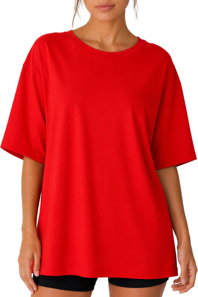 Reichstadt Oversize-Shirt Damen Oversized Kurzarmshirt 24RSW058 Luftiges Baumwolljersey mit formstabilem Rippbund