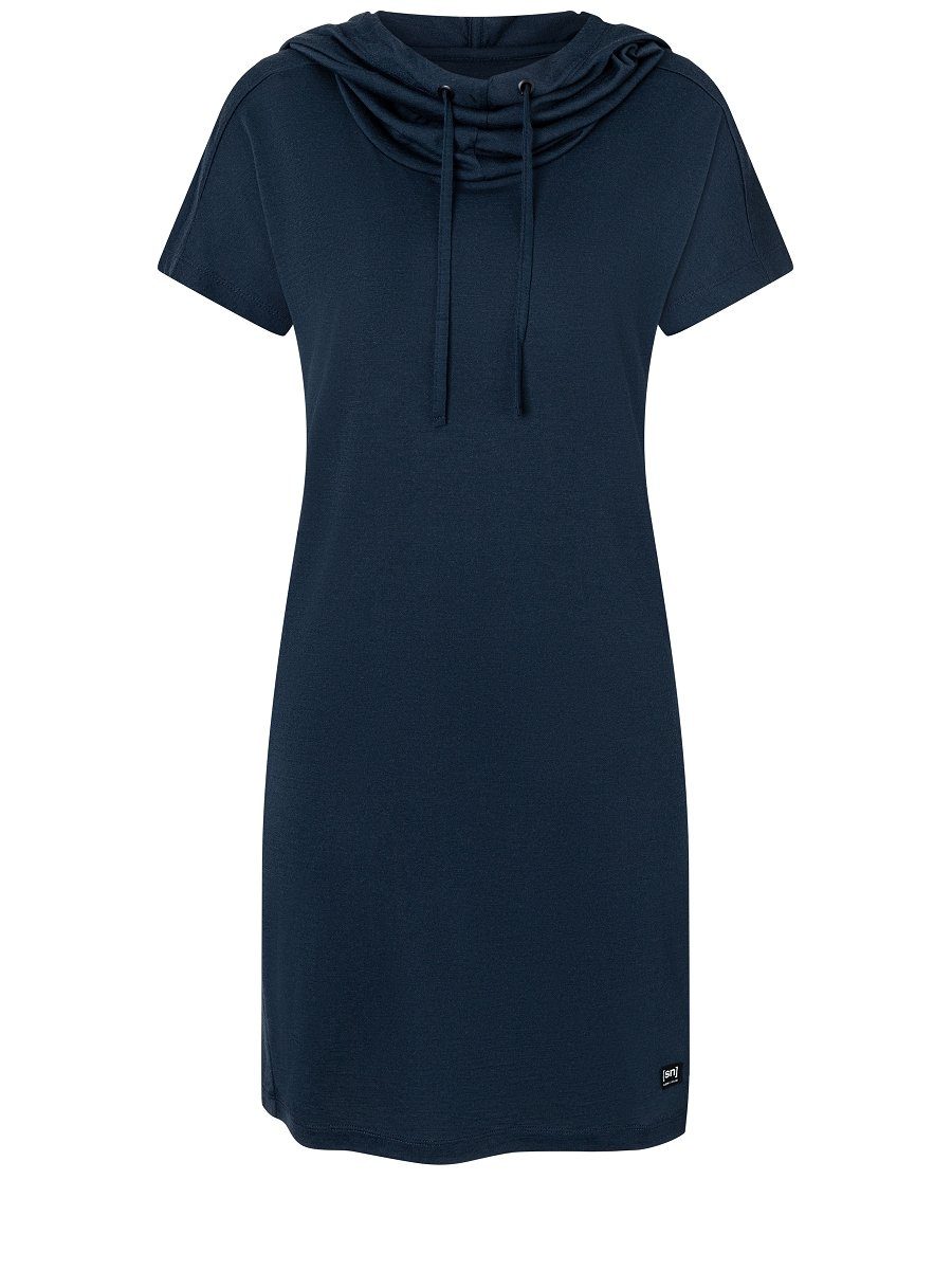 SUPER.NATURAL Sweatkleid Merino Kleid W FUNNEL DRESS pflegeleichter Merino-Materialmix