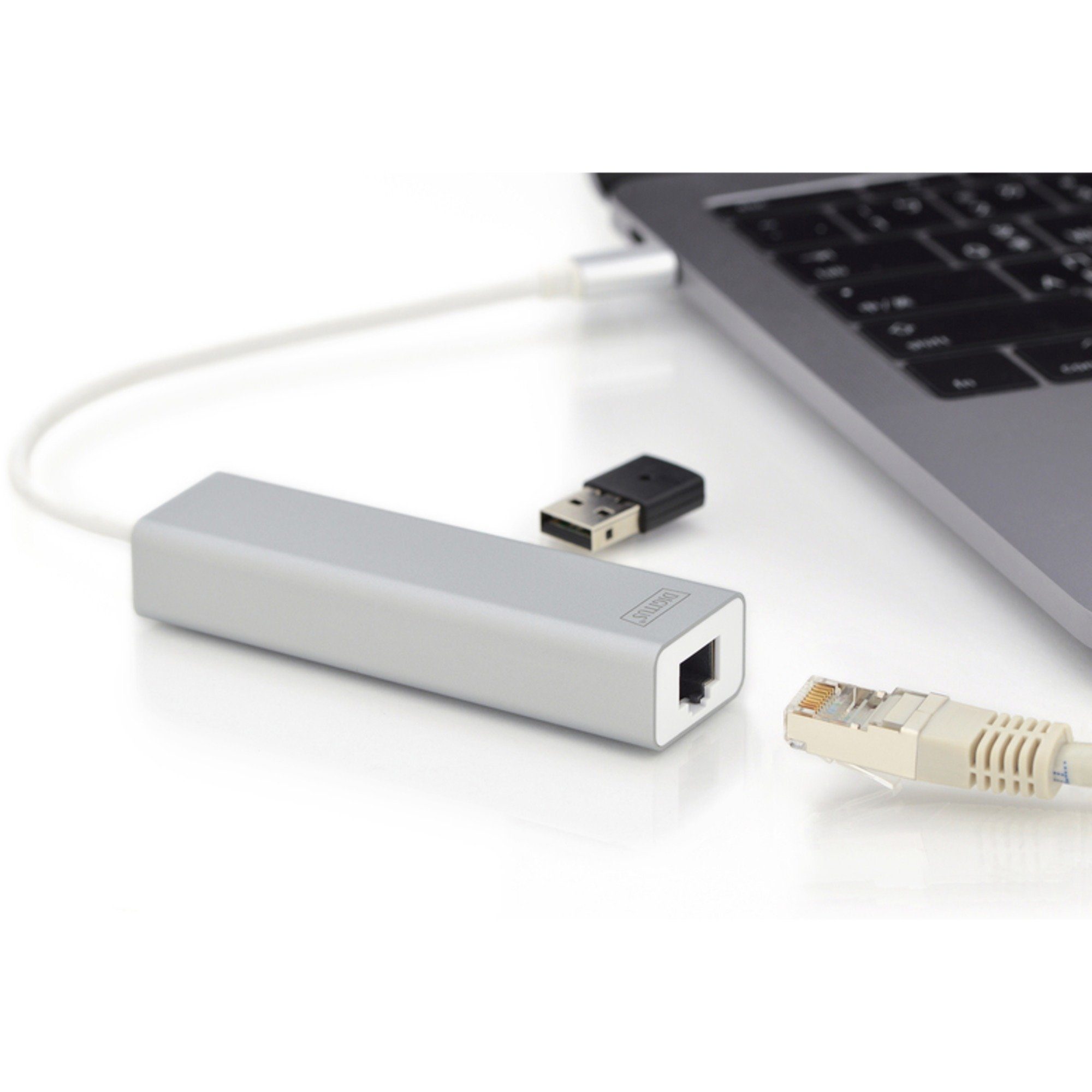 Digitus Digitus USB 3.2 Gen 1 Multiport-Hub, USB-C Stecker LAN-Kabel