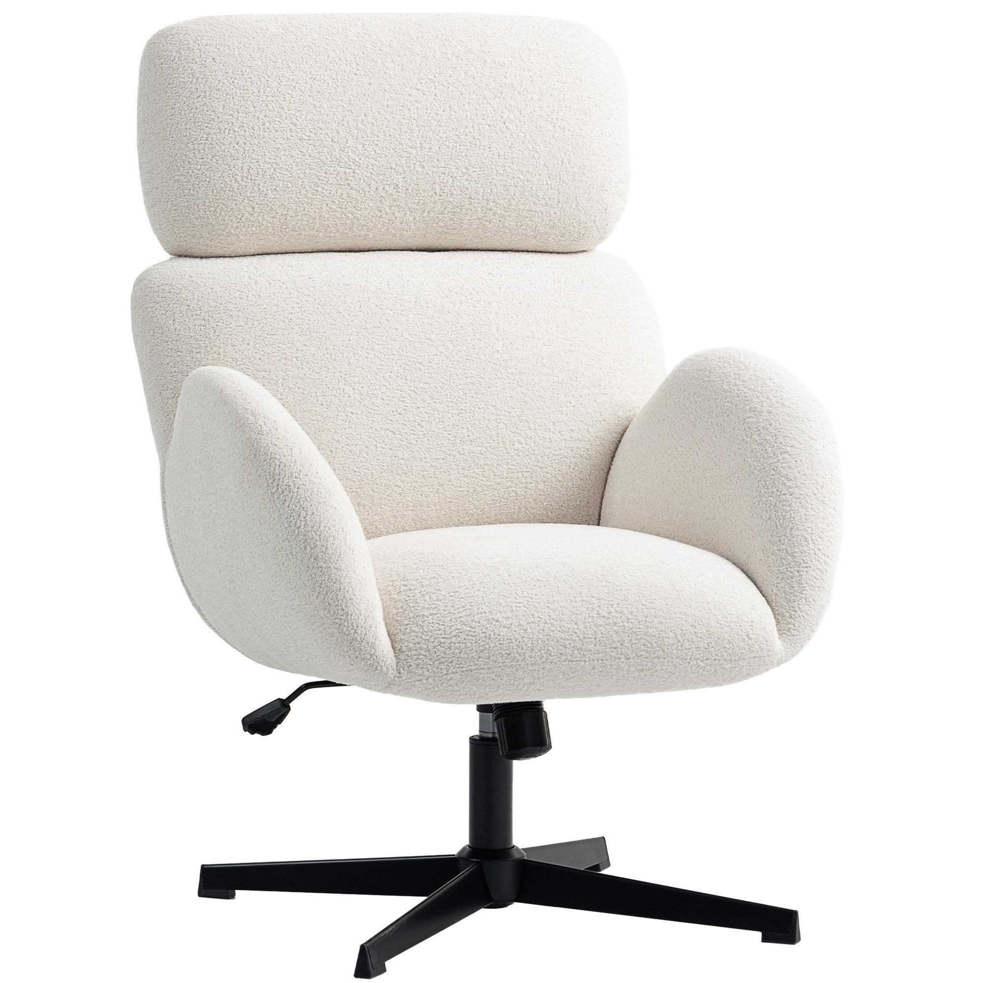 HOMCOM Bürostuhl Schreibtischstuhl Homeoffice Stuhl mit Samtoptik, höhenverstellbar (Drehstuhl, 1 St), für Schlafzimmer, Arbeitszimmer, Cremeweiß
