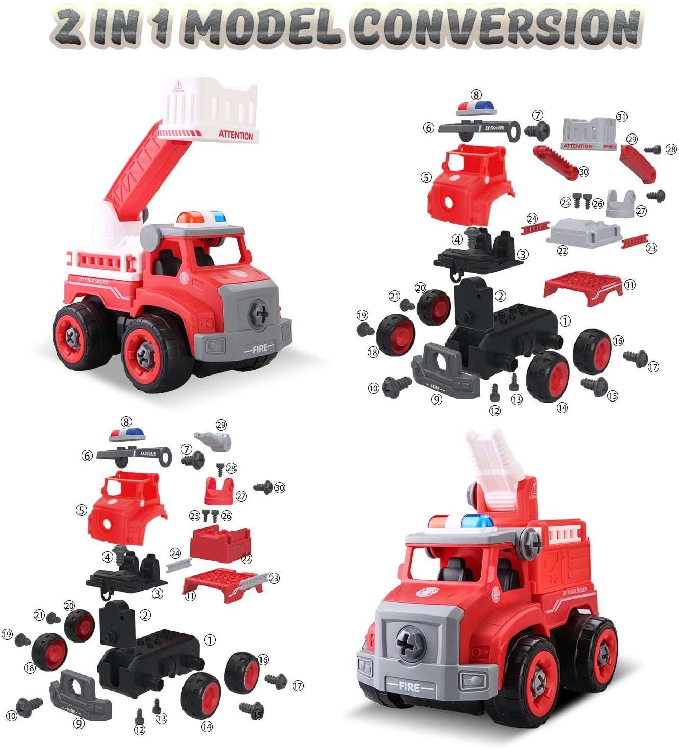 Baby Clementoni Spielzeug Feuerwehrauto Motor Mit Lampe & Klang Lernspielzeug 