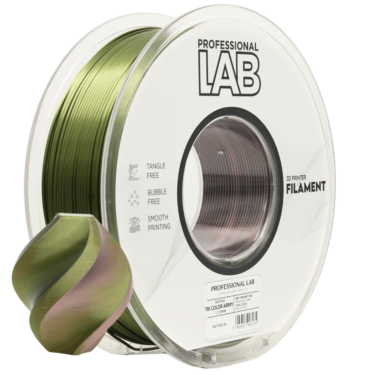 Prof. Lab Filament Silk PLA Filament Mehrfarbig 1KG 1.75mm, Rainbow Filament