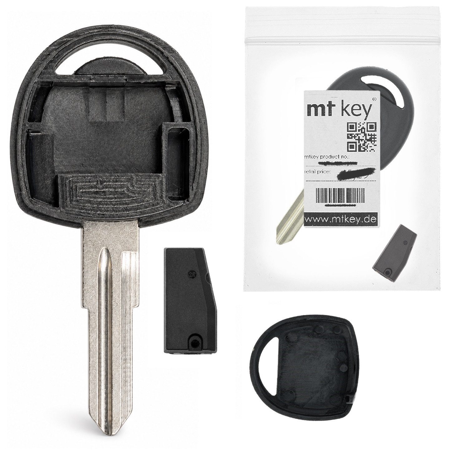 mt-key Schlüsseltasche Auto Zünd Schlüssel Rohling HU46 + ID40 Transponder (Set), für Opel Zafira A 1.Gen (99-05)