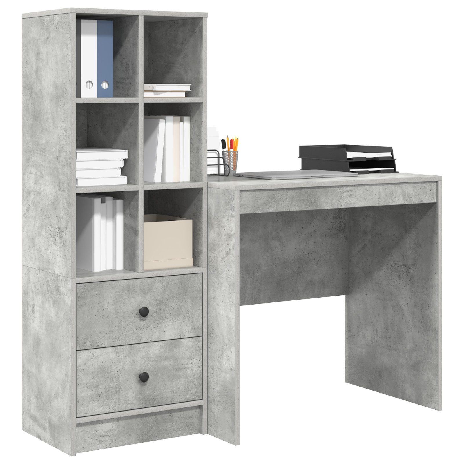 vidaXL Sideboard Schreibtisch mit Stauraum Betongrau günstig online kaufen