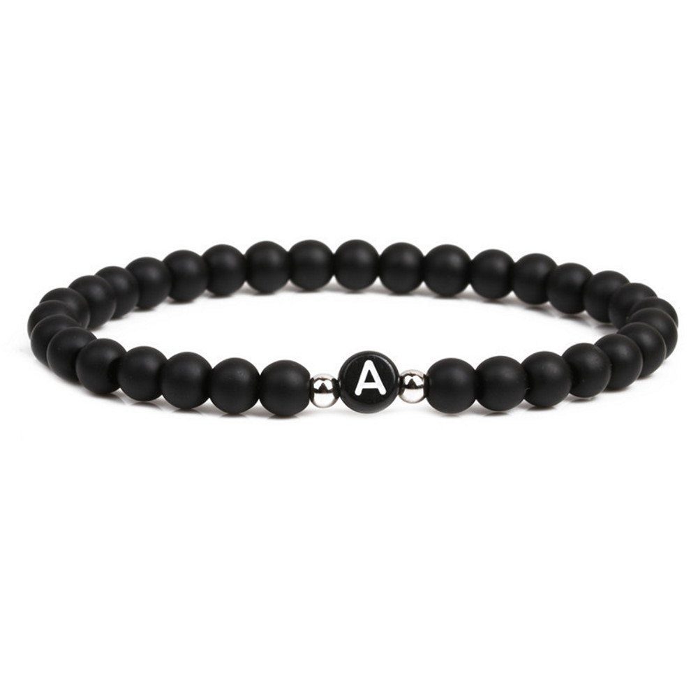 Armband Armband Buchstaben schwarze Perlen Unisex - A