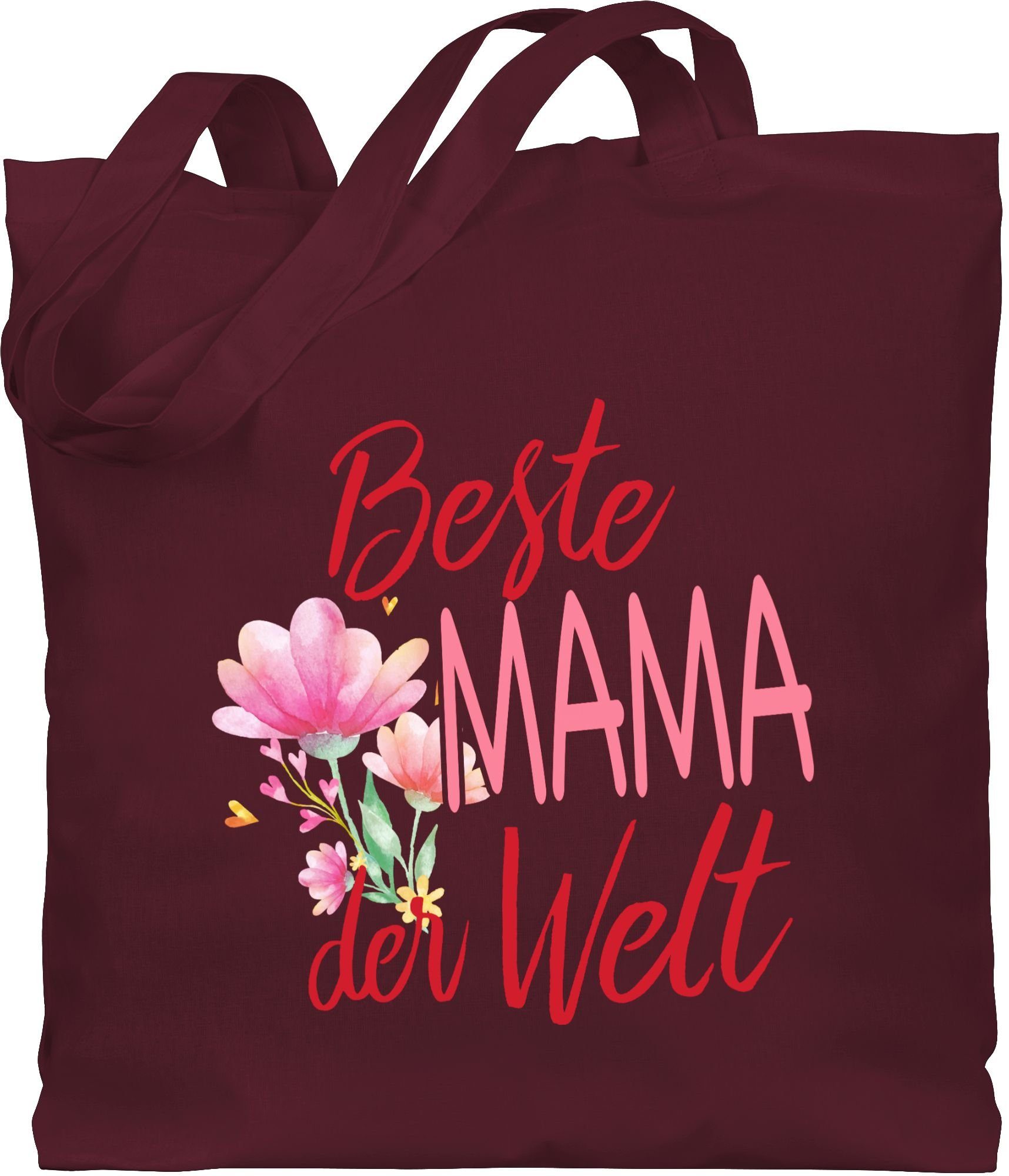 Shirtracer Umhängetasche Beste Mama Bordeauxrot Welt der Geschenk, Muttertagsgeschenk - 1