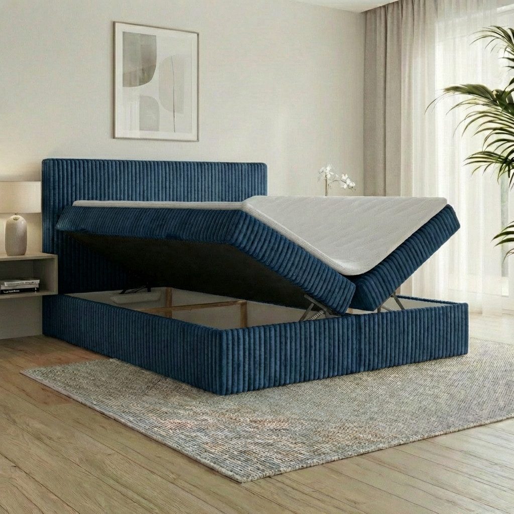A&J MöbelLand GmbH Boxspringbett RALF mit Bettkasten, Topper und gepolstertem Kopfteil. (Boxspringbett mit Bettkasten und gepolstertem Kopfteil) – Bild 3 von 5