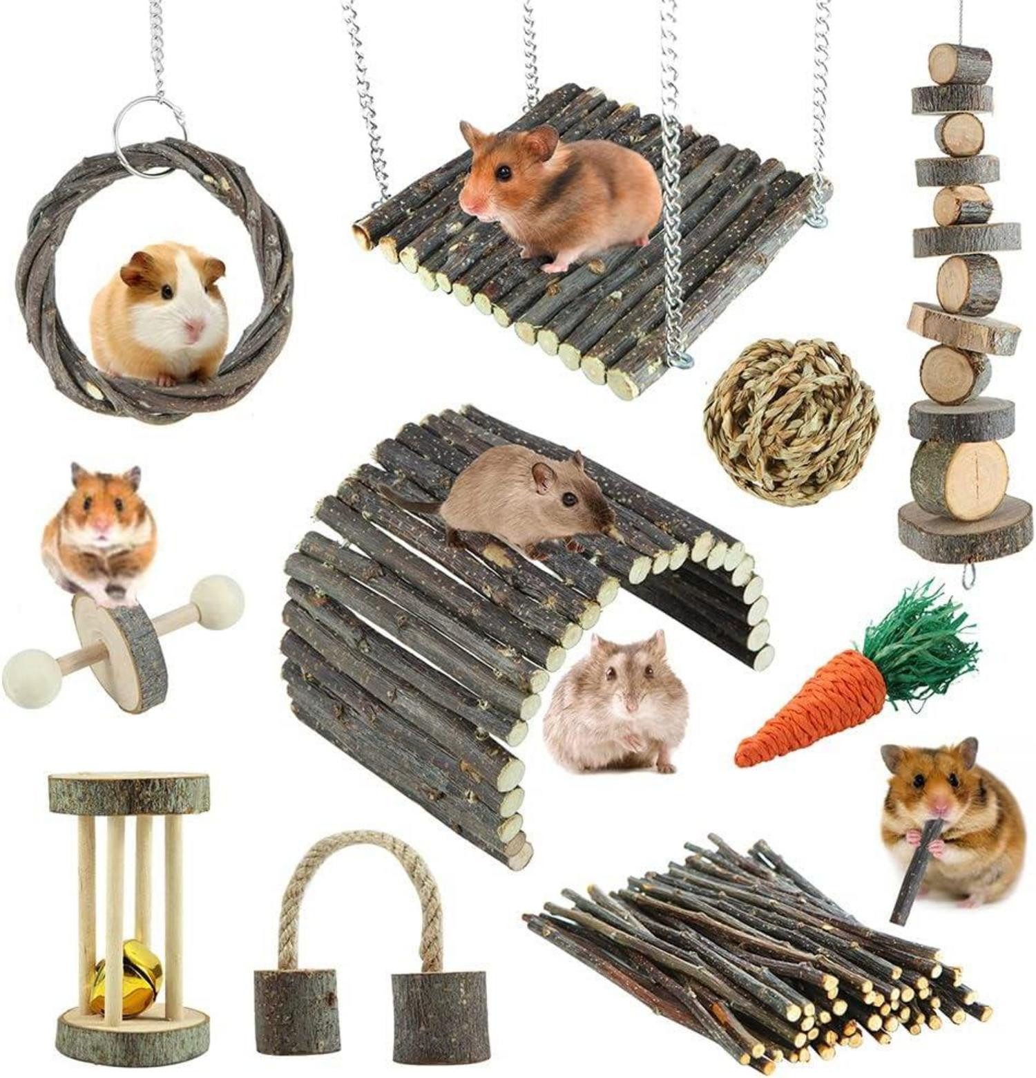 LuxusKollektion Kleintierkäfig Hamster Spielzeug Set Apfelholz günstig online kaufen