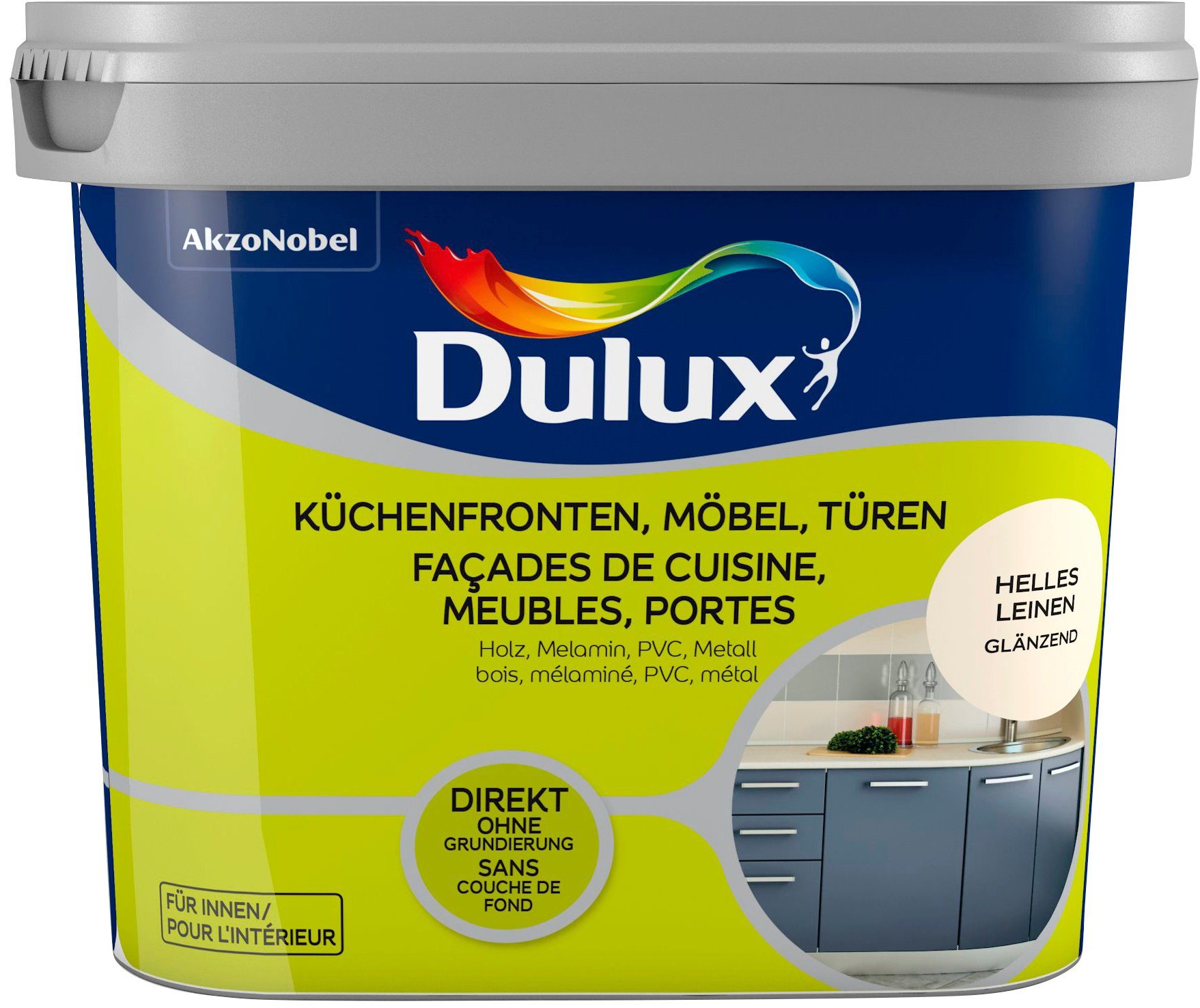 Dulux Holzlack Fresh Up, für Küchen, Möbel und Türen, hell leinen, 0,75