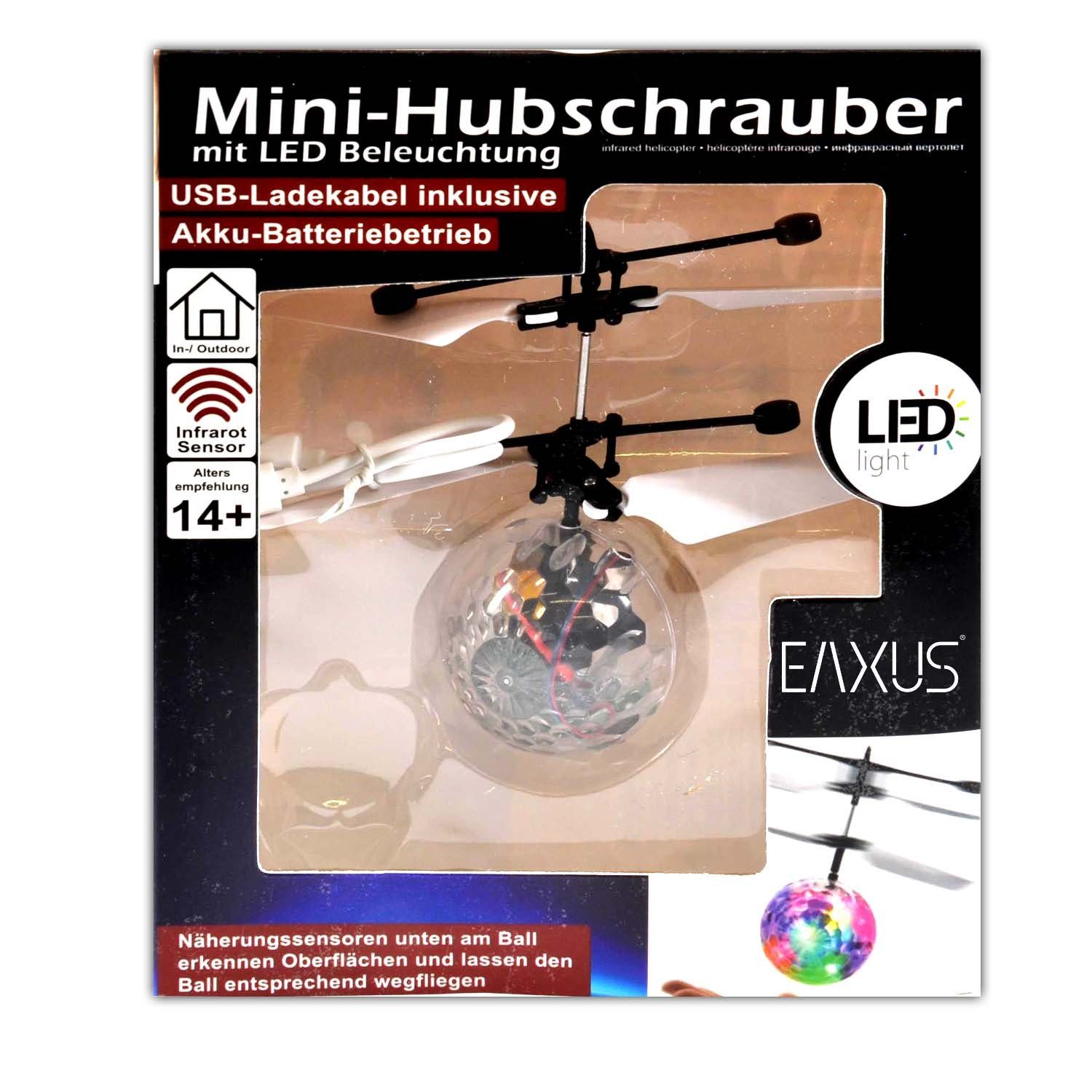 EAXUS Spielzeug-Hubschrauber Infrarot LED Fliegender Hubschrauber Kugel Heliball Kugel Helikopter, mit LED Beleuchtung, Selbstfliegend