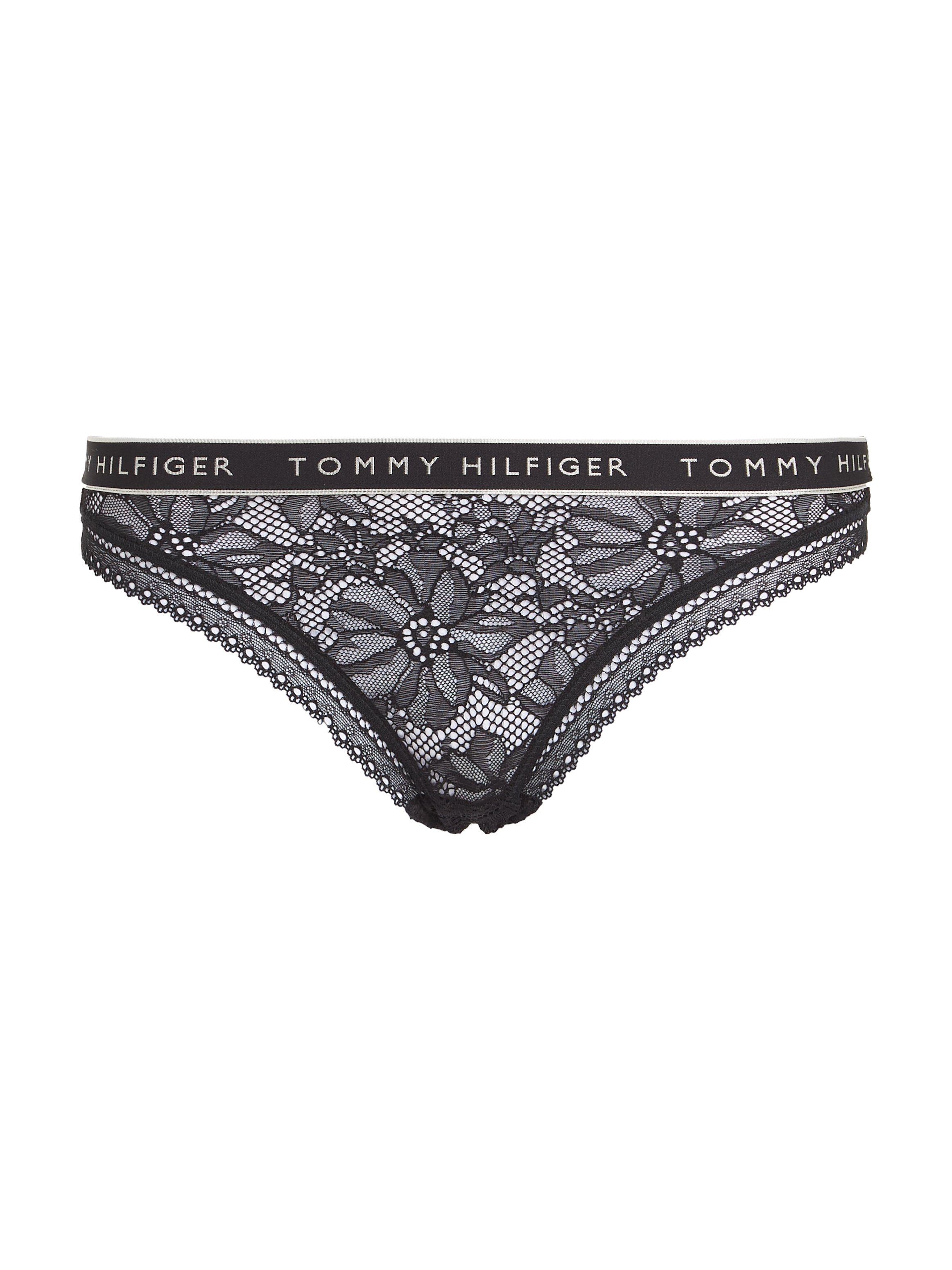 T-String Black Spitze Hilfiger und Underwear Logobund Tommy mit THONG