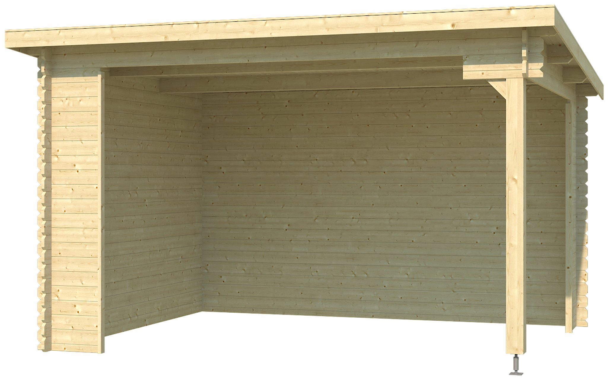 LASITA MAJA Gartenhaus Unterstand/Lounge Buffalo 380, BxT: 400x324 cm, Unterstand / Lounge 28mm, Fundamentmass 3800x2750, Naturbelassen