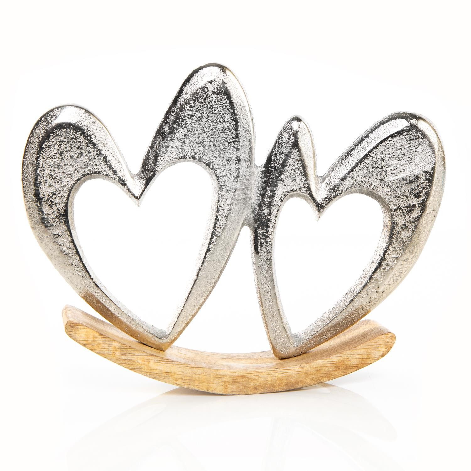 Dekofigur Zwei wippende Herzen aus Holz & Metall