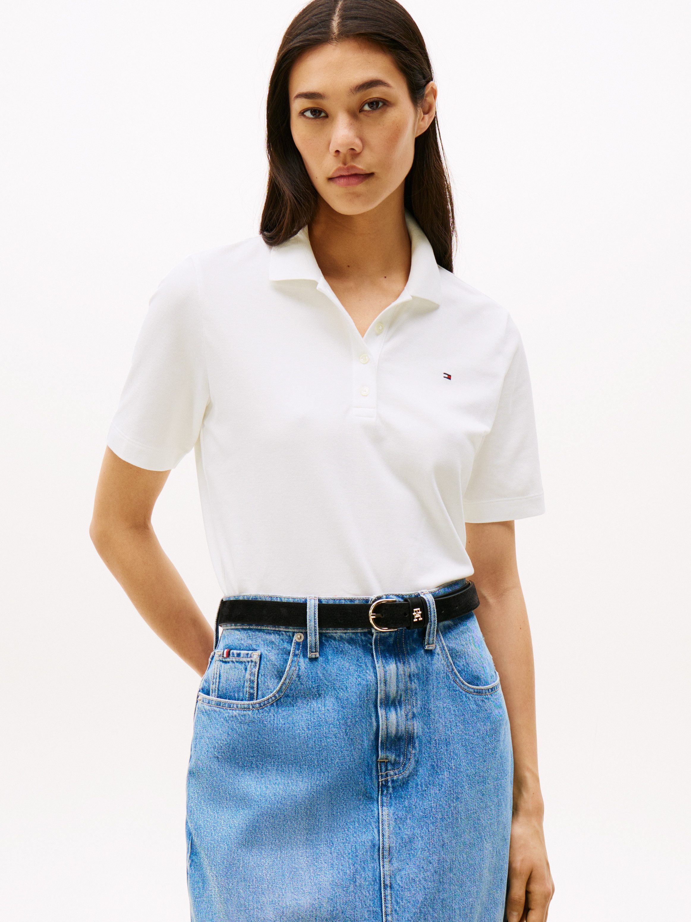 Tommy Hilfiger Poloshirt 1985 REG PIQUE POLO mit Logo-Stickerei, Seitenschlitze, Regular Fit