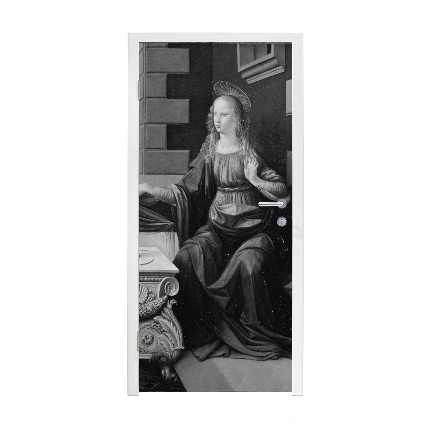 MuchoWow Türtapete Die Verkündigung - Leonardo da Vinci, Matt, bedruckt, (1 St), Fototapete für Tür, Türaufkleber, 75x205 cm