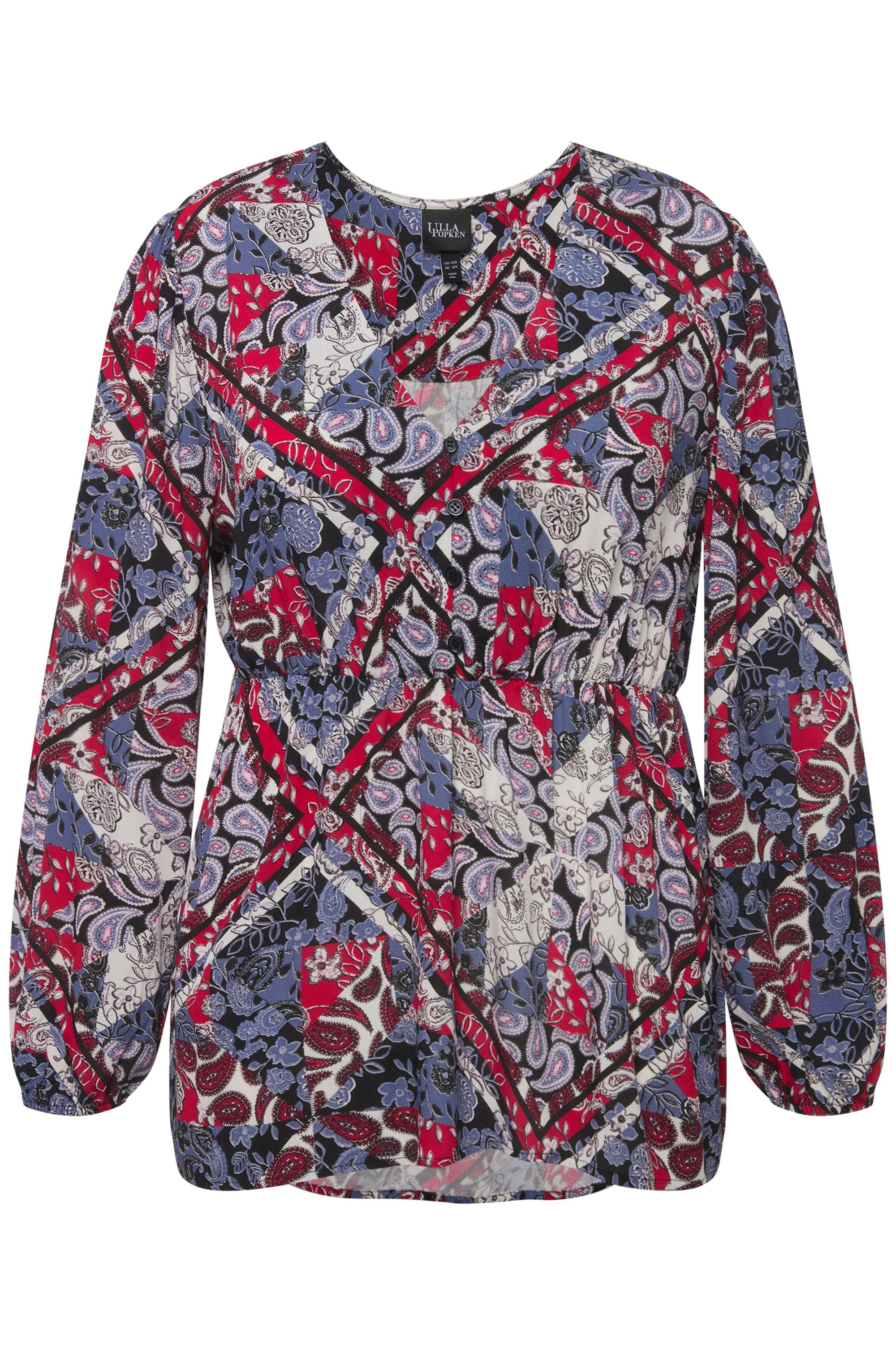 Ulla Popken Druckbluse Bluse Patchmuster Schößchen günstig online kaufen