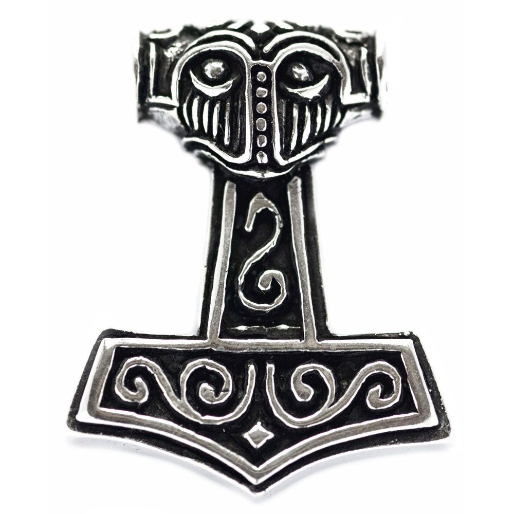 Kettenanhänger Thors Hammer beidseitig Schmuck Anhänger Silber Thorhammer 34x27mm